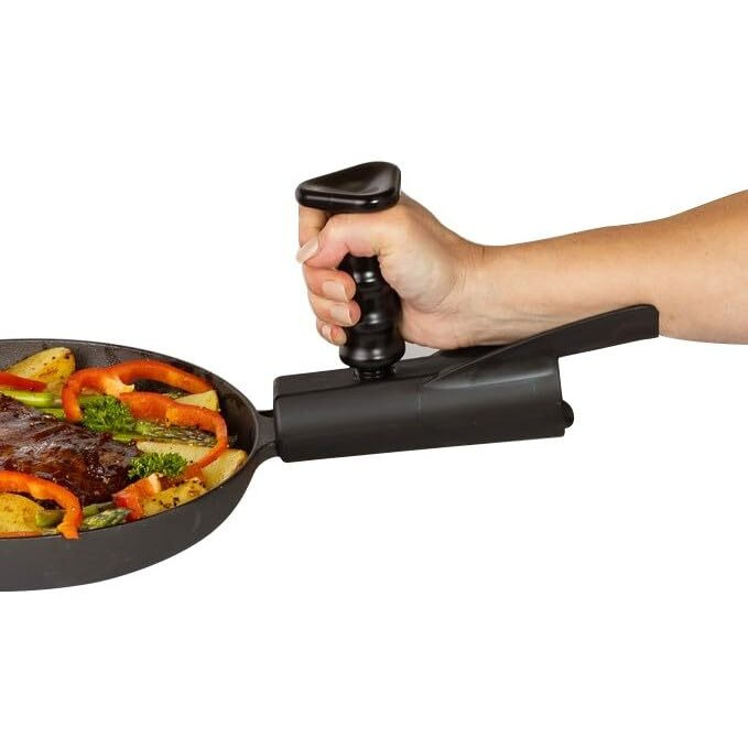 Pan Buddy- Vertical Attachment For Pan Handle- Adds Leverage And Support- Makes Lifting Heavy Cookware Easier (Black)