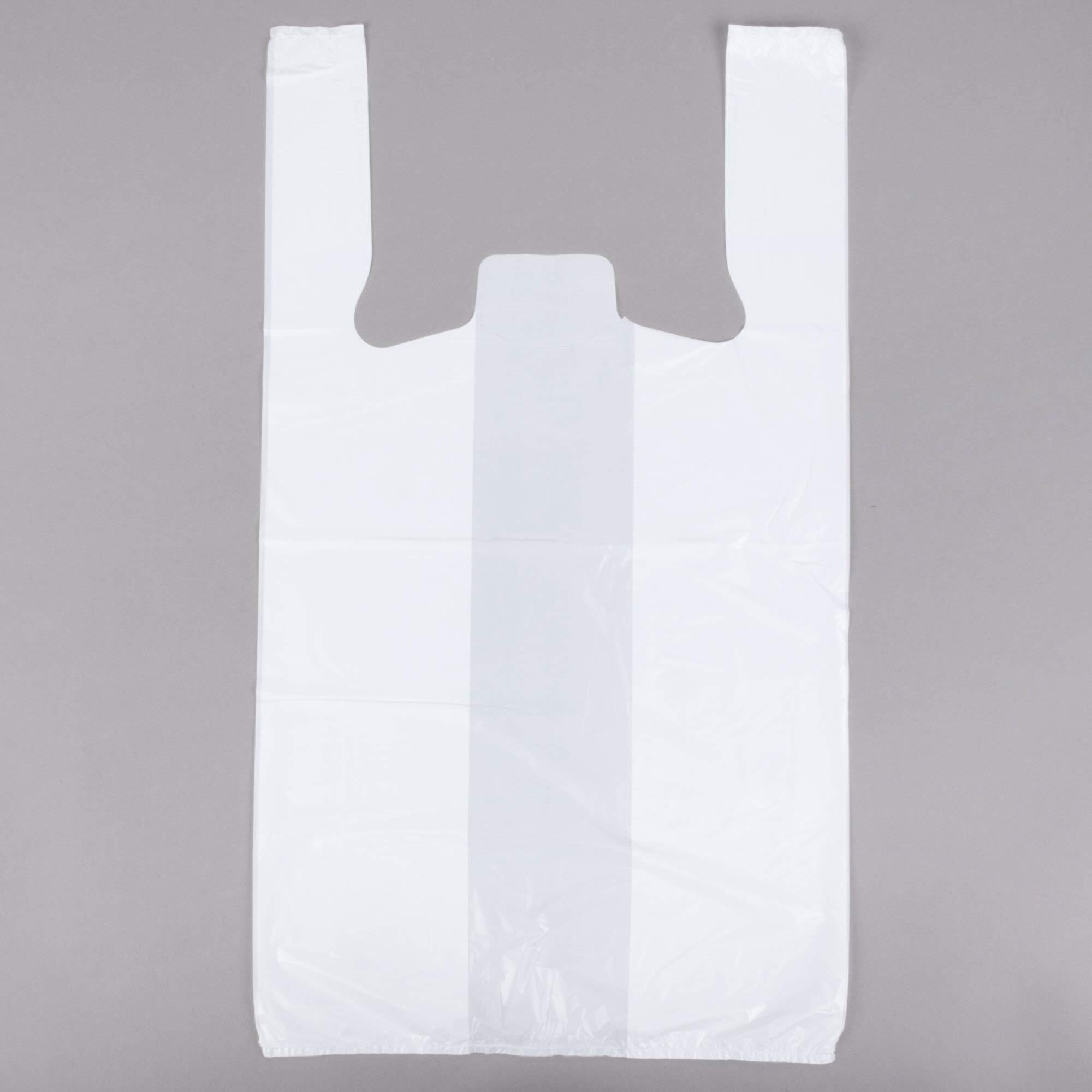 Carry-Out Plastic Bag-White Plain T-Shirt Bag 11.5"&quotX6.5"&quotX21.5"" (White  300/Bags)