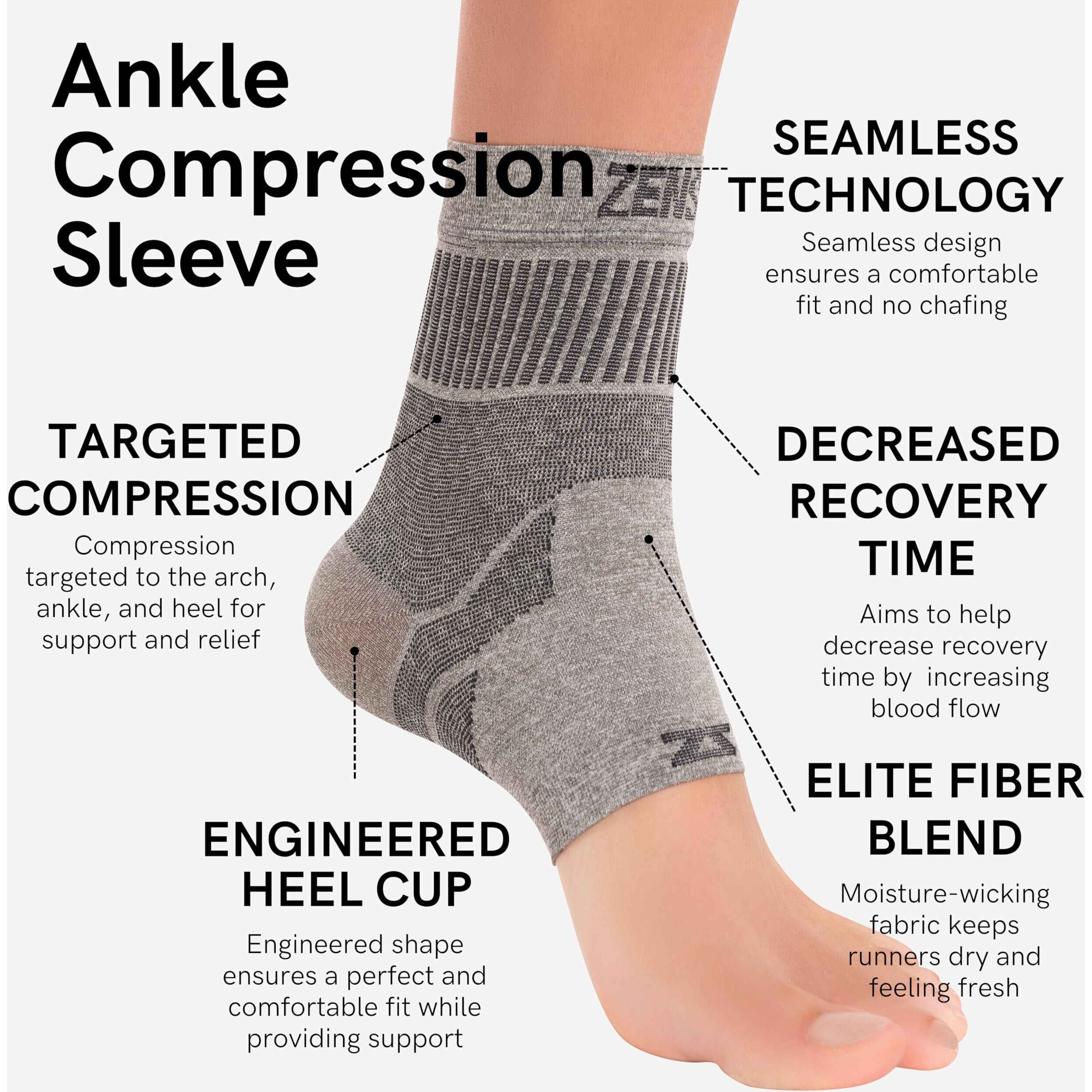 Zensah Ankle Support - Compression Ankle Brace - Great For Running  Soccer  Volleyball  Sports - Ankle Sleeve Helps Sprains  Tendonitis  Pain  Beige  Medium