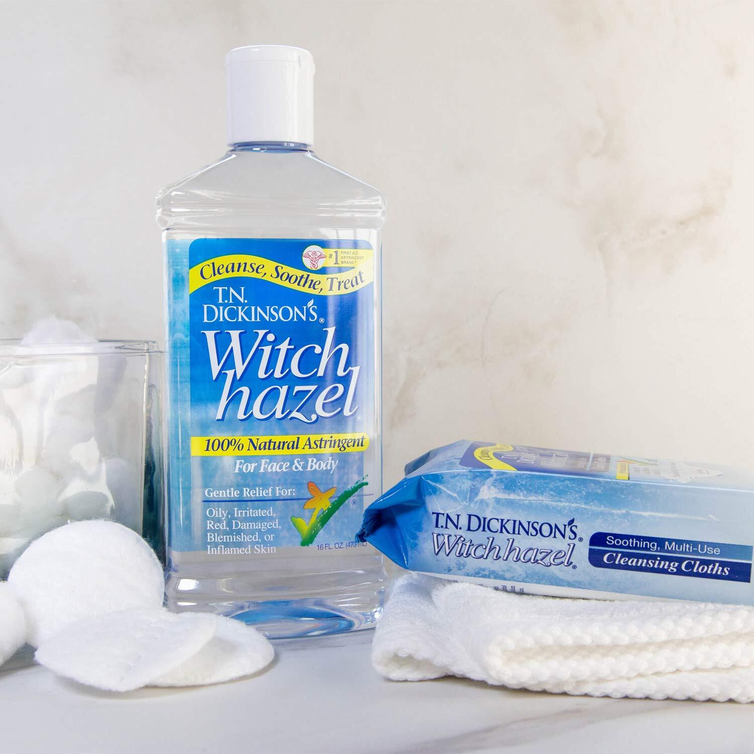T.N. Dickinson's Witch Hazel Soothing Multiuse Cleansing Cloth  4 Pack  25 Cloths Per Pack White