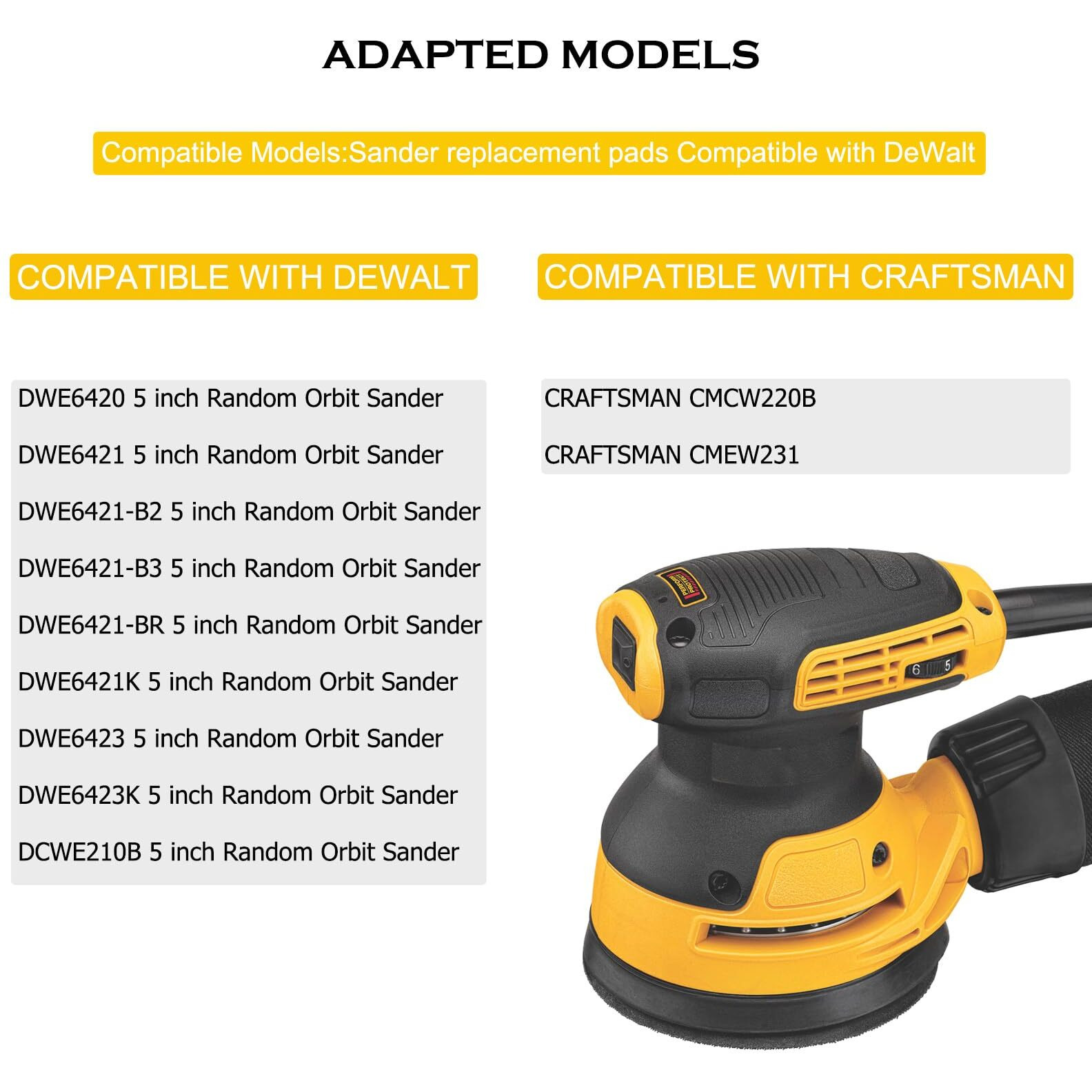 Replacement Sanding Pad For Dewalt Dwe6423/6423K  Dwe6421/6421K  Dcw210B Random Orbit Sanders - Direct Replacement For Pad Part Number Dwe64233  N329079  Rsp54