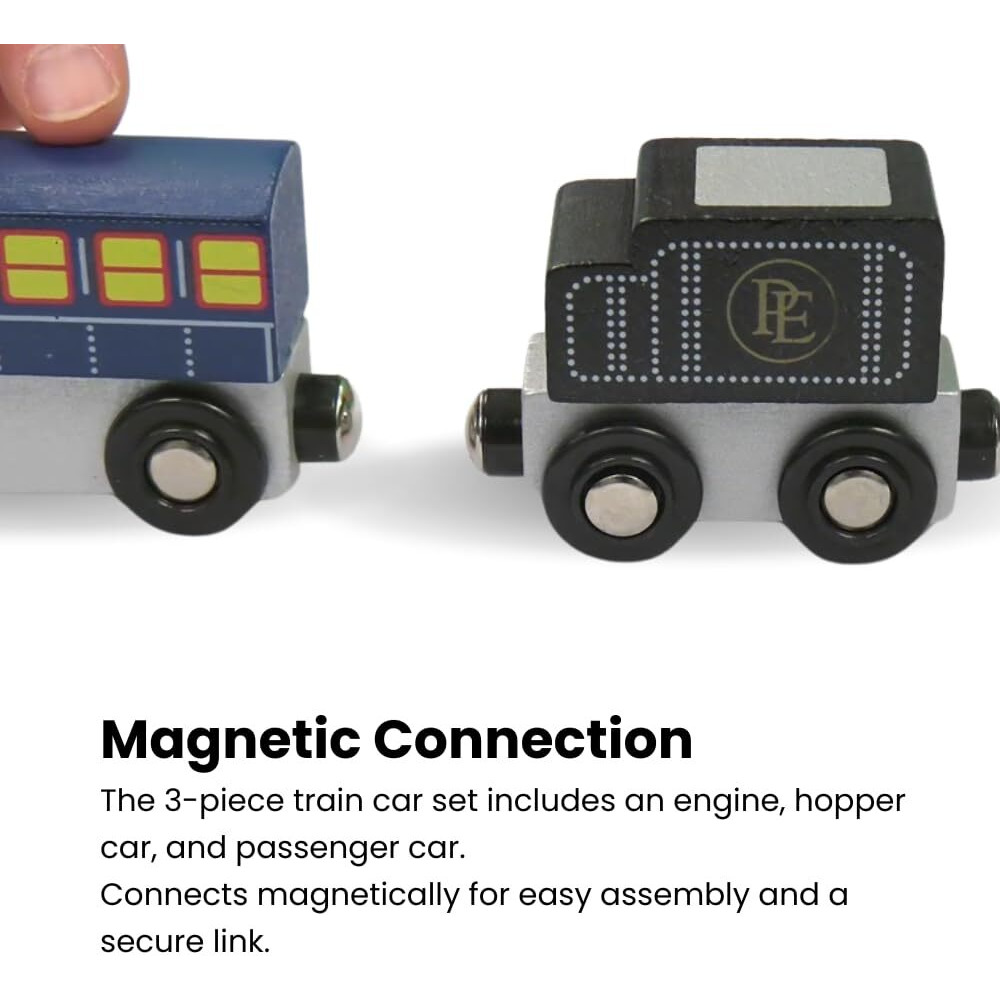 Masterpieces - The Polar Express Train  3 Piece Set  Officially Licensed Collectors Edition Toy  Wooden Magnetic Engine And Cars  Kids Toddlers Boys And Girls  Ages 3+
