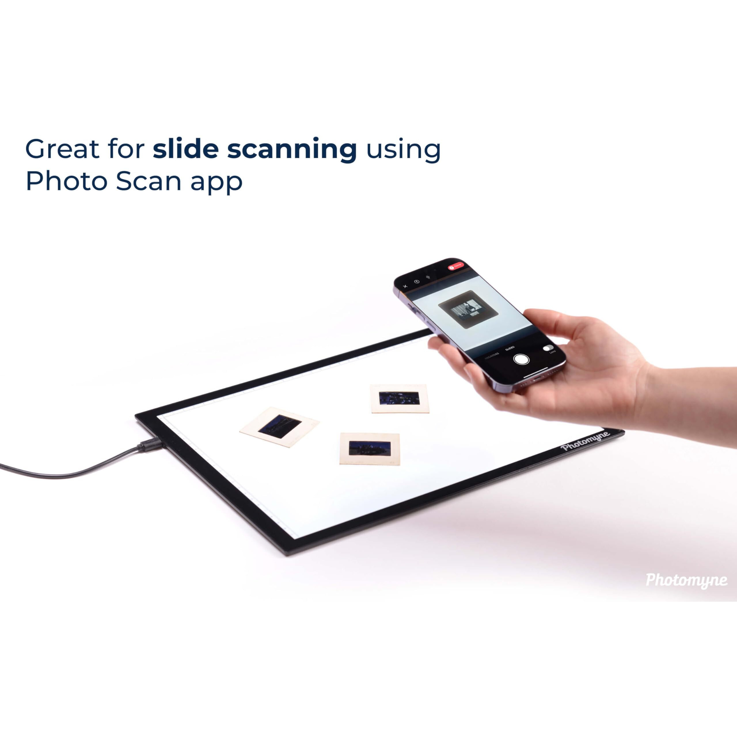 Photomyne A4 Slide Viewer | Light Pad Backlight | Negative Viewer | Film Negatives & Old Slides Scanning Light Box | Hands-Free Ultra-Thin Ultimate Brightness (Includes Usb Adapter) - Black