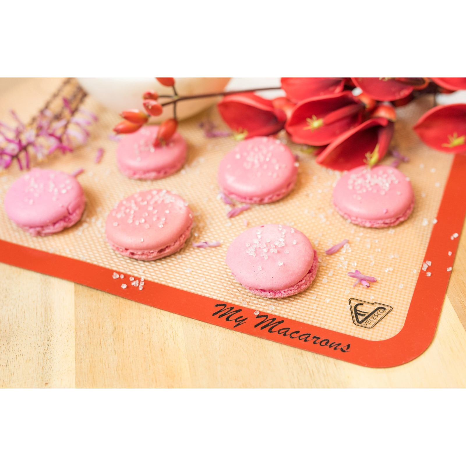 Silicone Macaron Baking Mat - Set Of 2 Half Sheet (Thick & Large 11 5/8"" X 16 1/2"") - Non Stick Silicon Liner For Bake Pans & Rolling - Macaroon/Pastry/Cookie Making - Professional Grade Nonstick