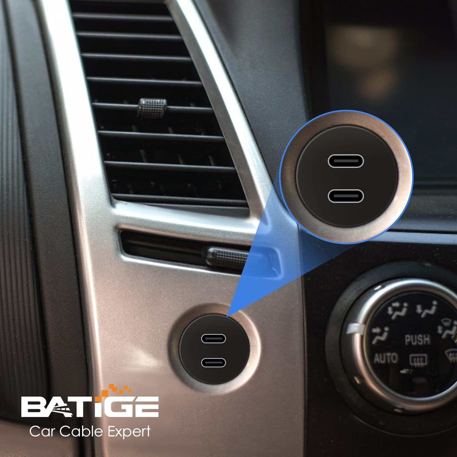 Batige Dual Port Usb 3.0 Male To 2 Ports Type C 3.0 Female Car Flush Mount Cable Usb C 3.0 Panel Mount Extension Cable For Car Truck Boat Motorcycle - 3Ft