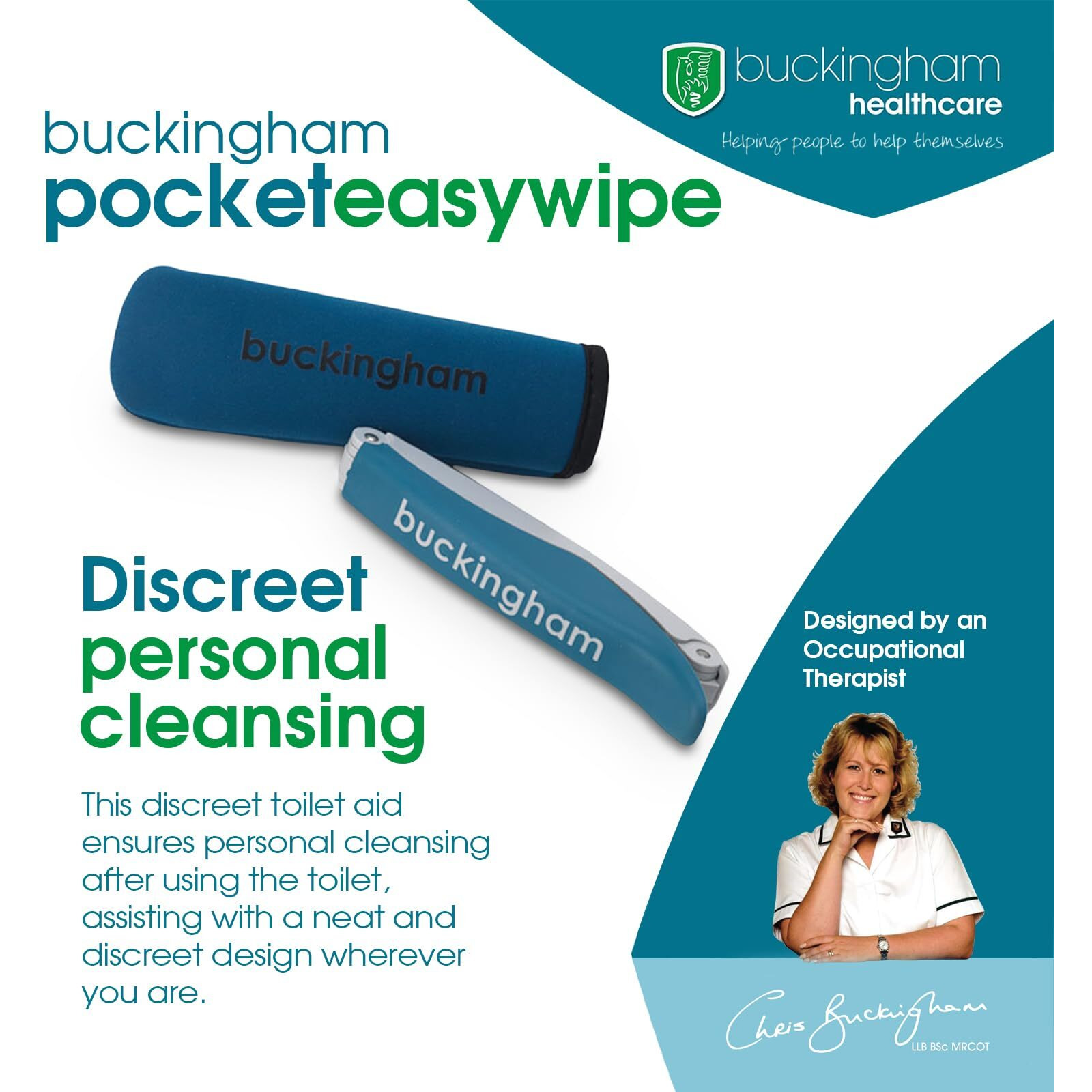 Buckingham Pocket Easywipe Bottom Wiper  Disability Aids For The Home  Toilet Aids For Wiping For Disabled And Elderly  Bottom Wipers For Disabled  Personal Hygiene Aid Foldable Travel Accessory