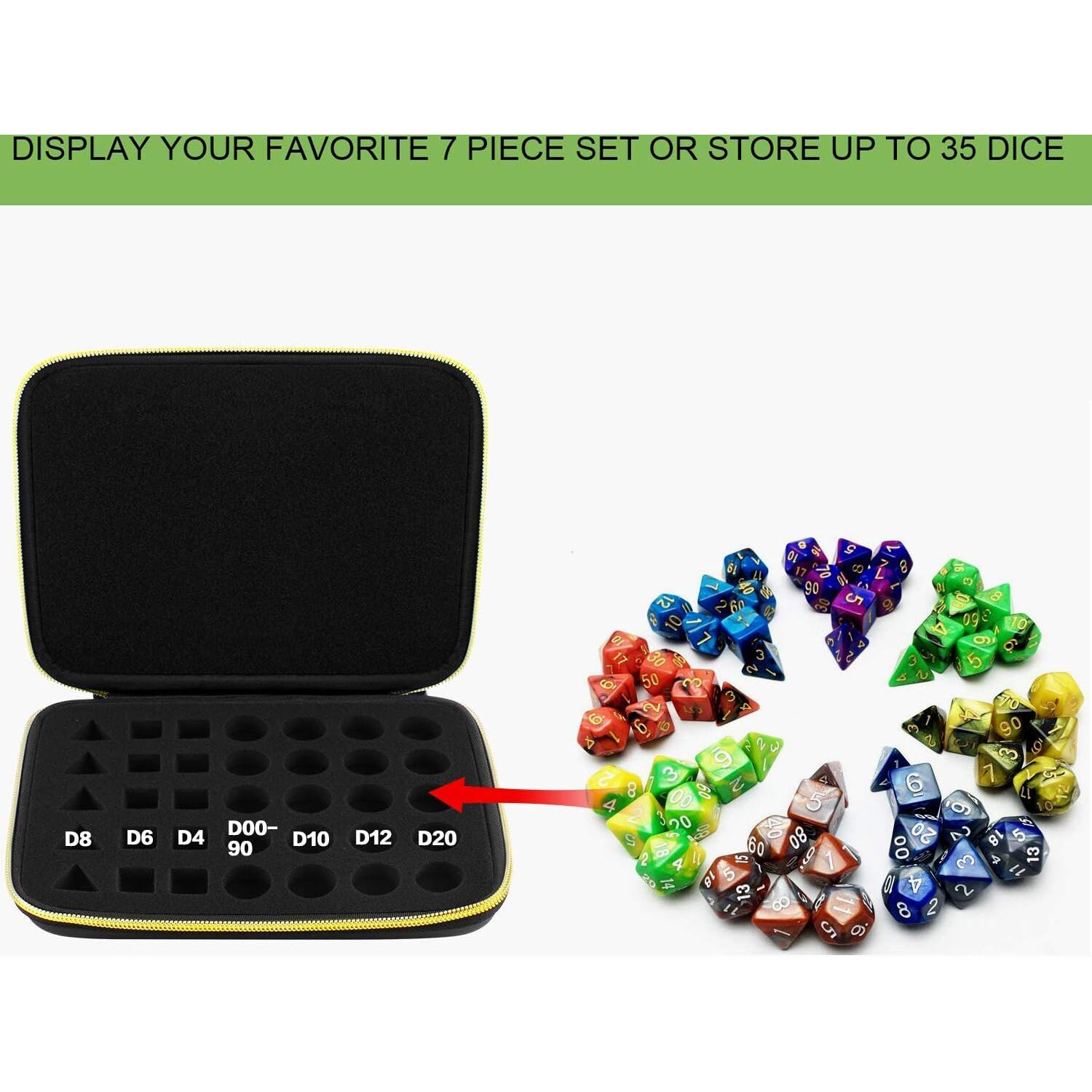Dice Storage Case  Dice Case Box Tray For Dnd Dice Set  For D&D Dungeons And Dragons 7-Die Polyhedral Dice  For Rpg For Mtg Role Playing Table Games  Display For D And D Accessories - Box Only