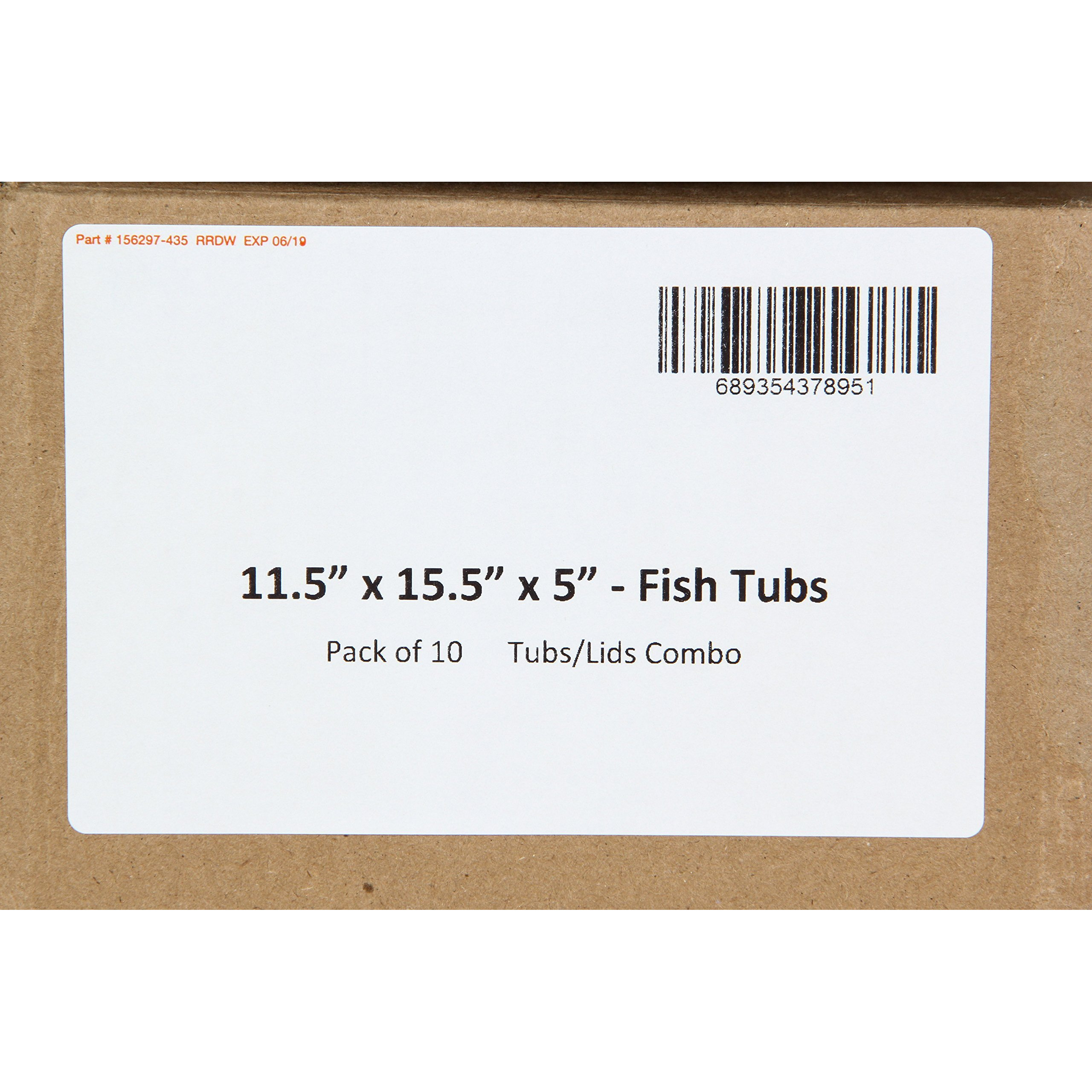 Continental Plastics Fish Tubs/Food Storage Bins 25Lb 11.5"" X 15.5"" X 5""  Pack Of 10 Deep Bases With Lids
