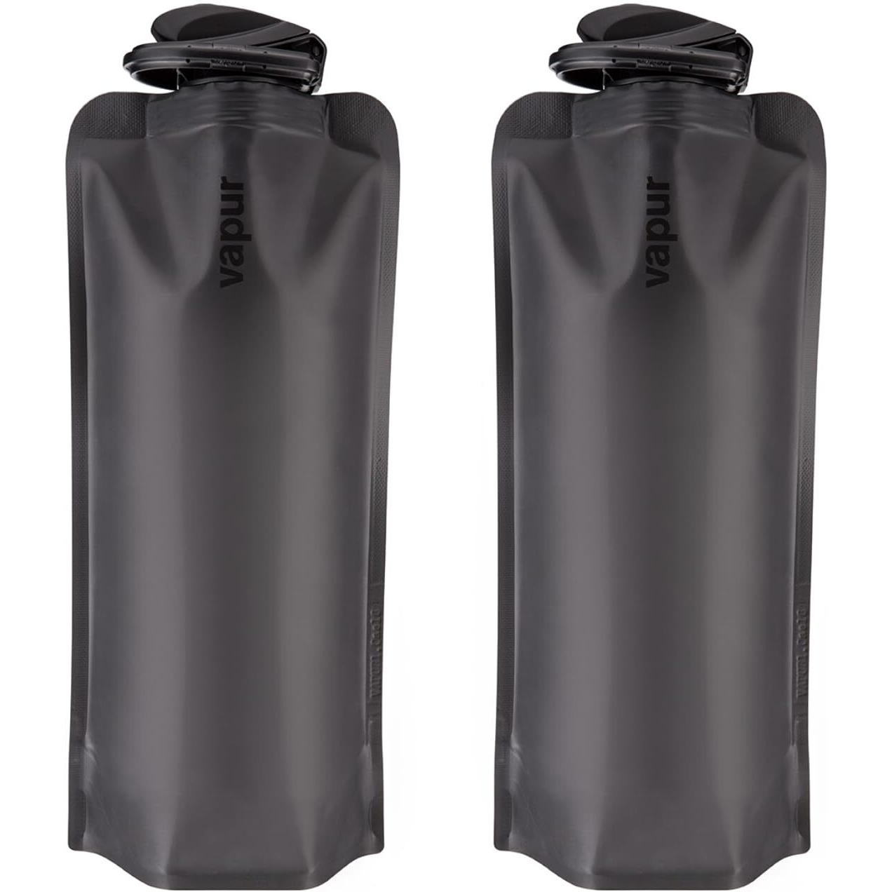 Vapur Flexible Collapsible Wide Mouth Anti-Bottle With Detachable Carabiner  34 Ounce  Blackout  Pack Of 2