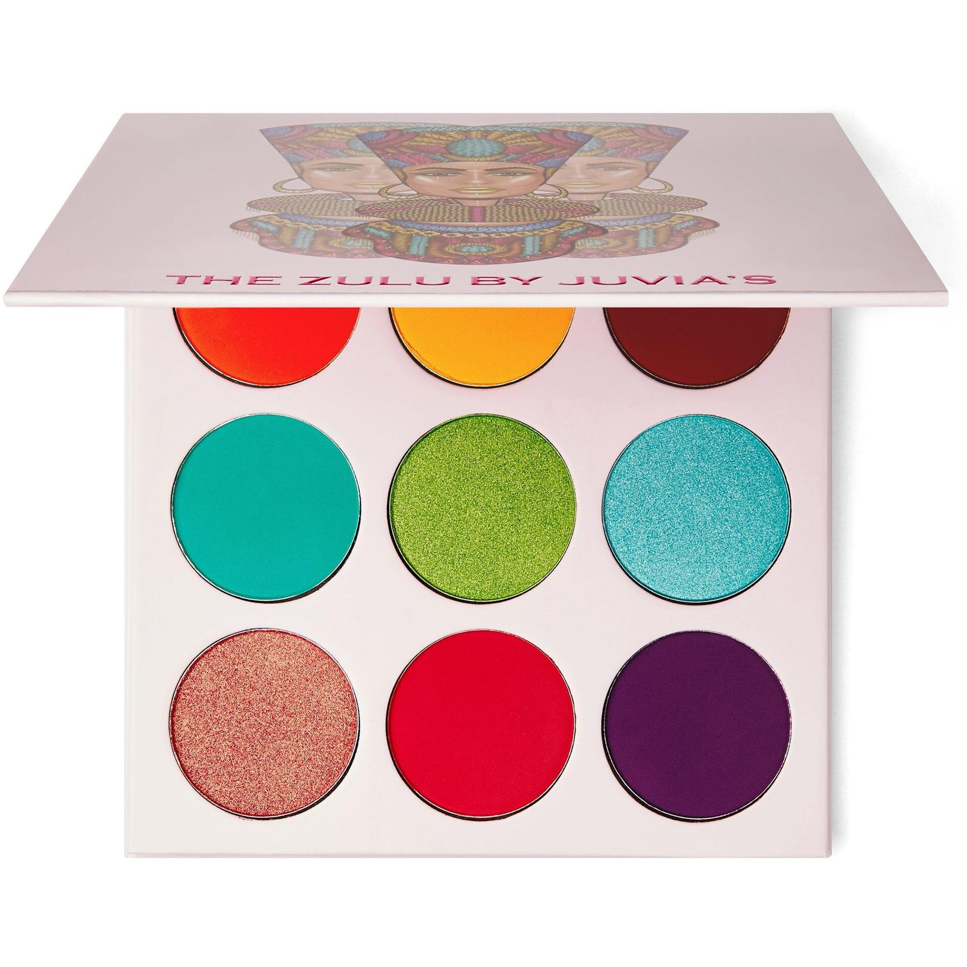Juvia's Place Palette The Zulu - Turquoise  Red  Purple  Shades Of 9  Colorful  Vivid  Vibrant Palette  Pigmented Makeup Palette Color & Shine