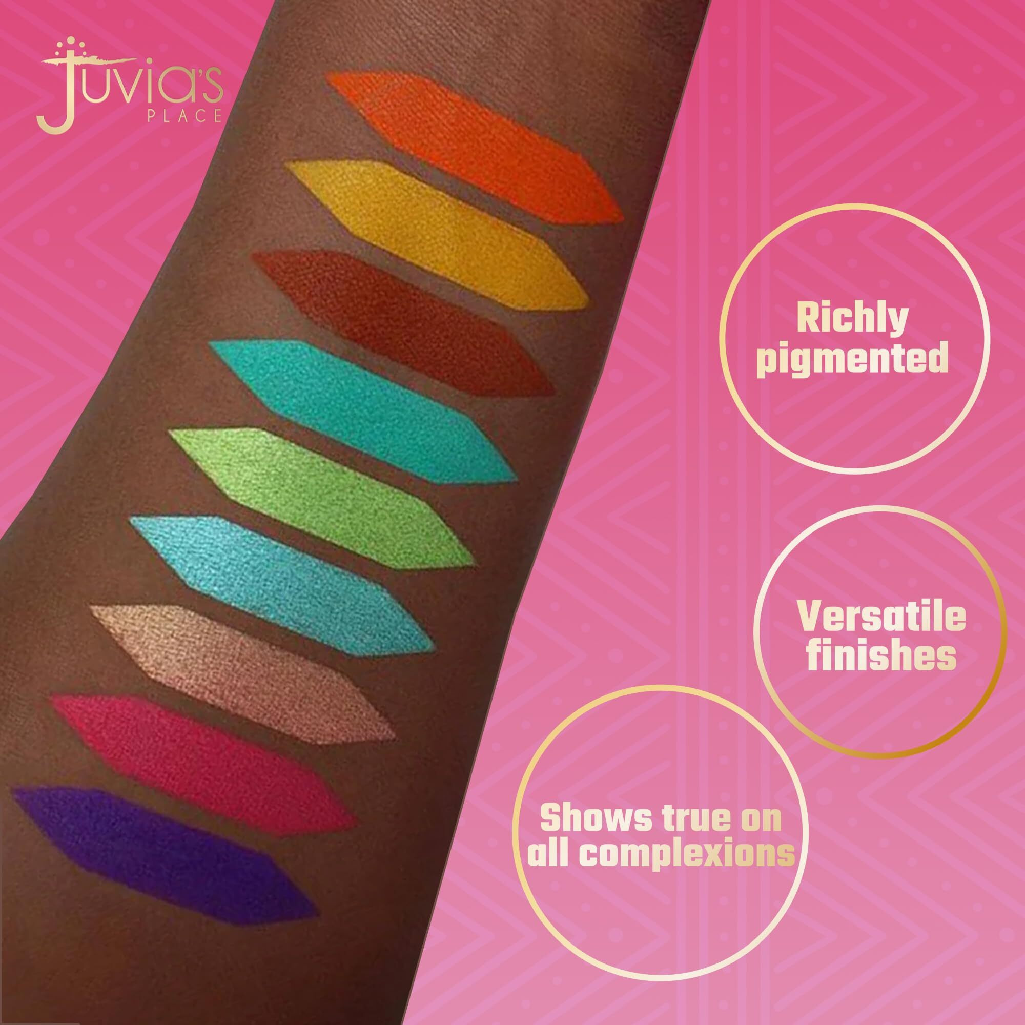 Juvia's Place Palette The Zulu - Turquoise  Red  Purple  Shades Of 9  Colorful  Vivid  Vibrant Palette  Pigmented Makeup Palette Color & Shine