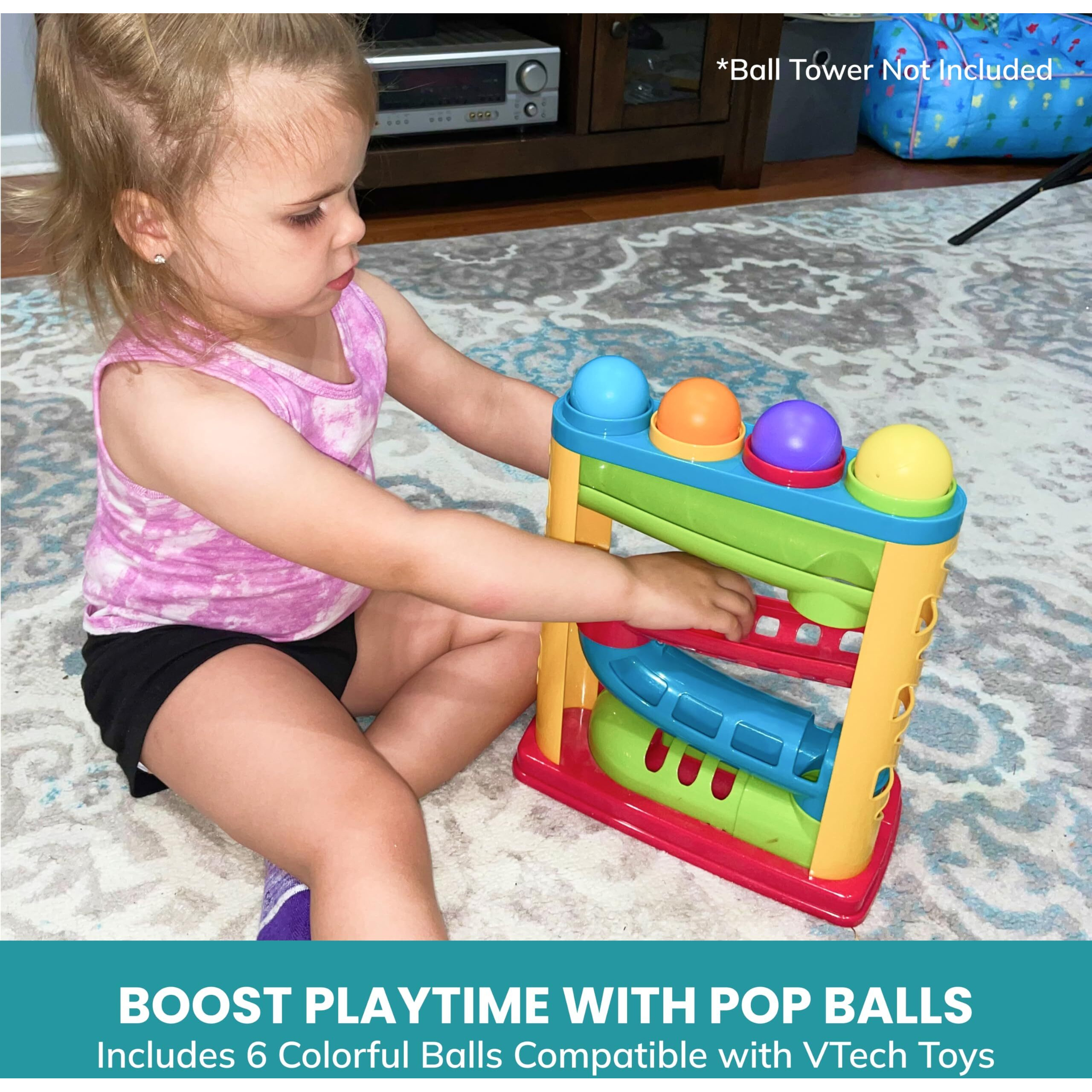 Multi-Colored Replacement Ball Set For Vtech Pop-A-Balls Push And Pop Bulldozer Toy | Vibrant  Colorful Balls Compatible With Vtech Bulldozer Ball Popper Toy | 6 Ball Set