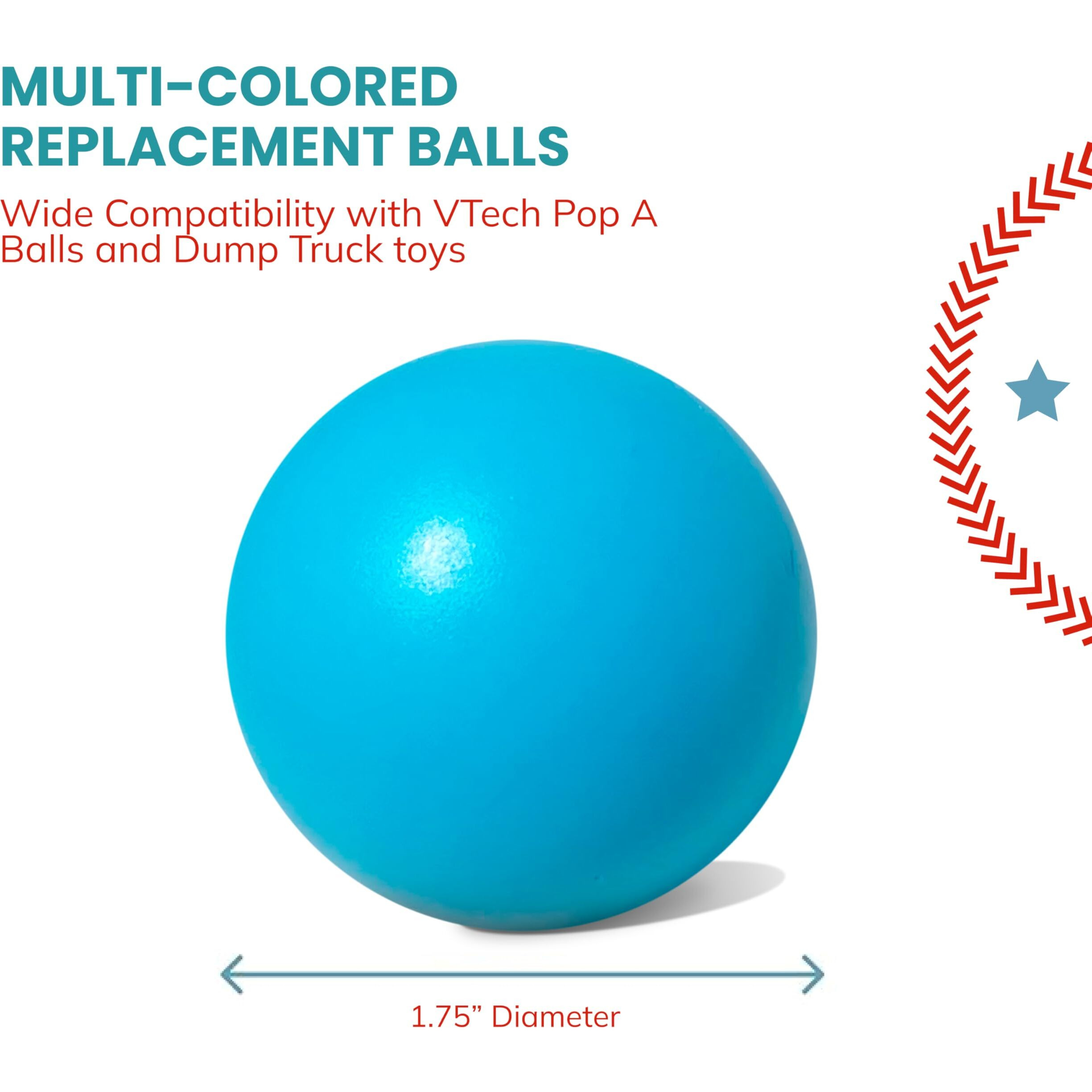 Multi-Colored Replacement Ball Set For Vtech Pop-A-Balls Push And Pop Bulldozer Toy | Vibrant  Colorful Balls Compatible With Vtech Bulldozer Ball Popper Toy | 6 Ball Set