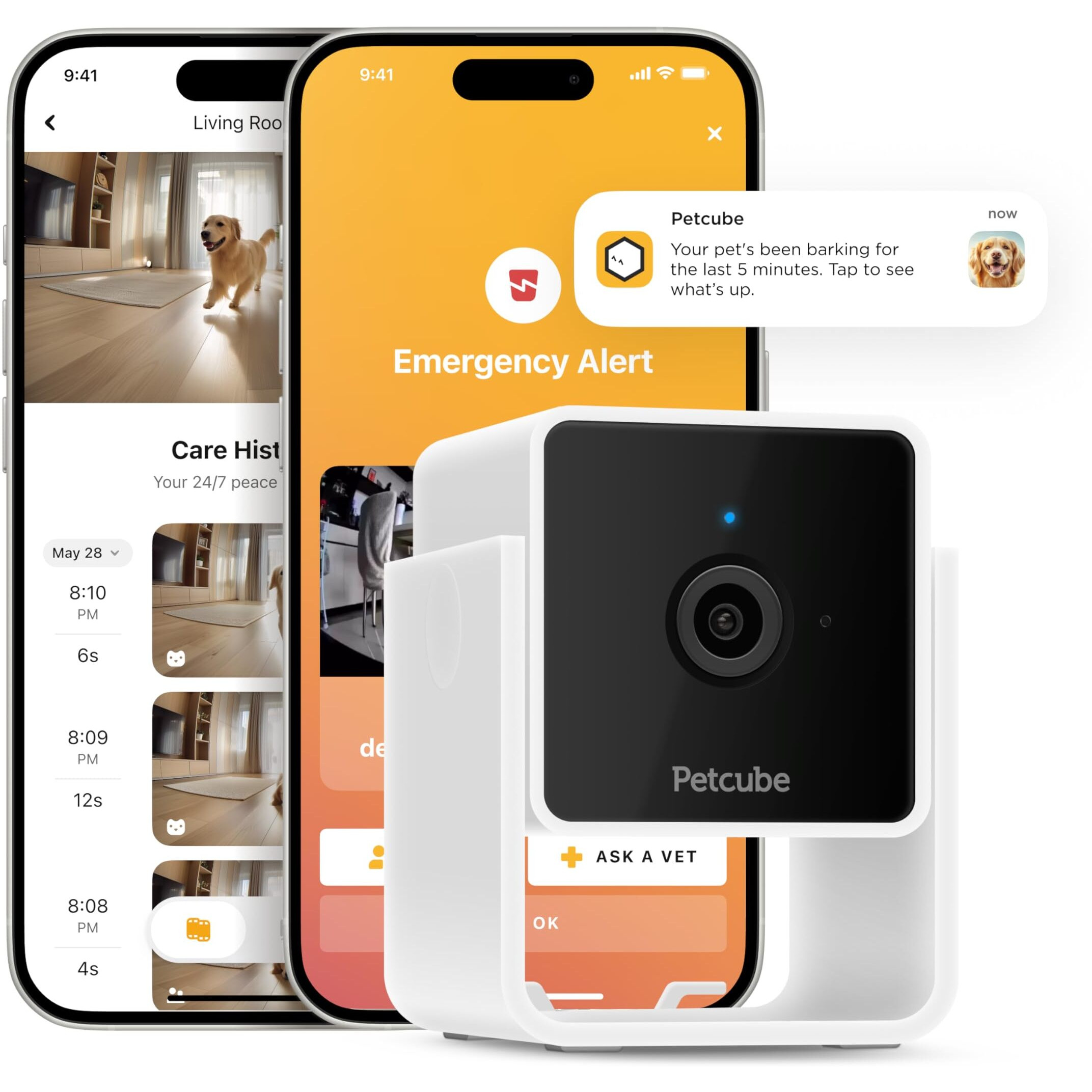 Petcube Cam | Indoor Wi-Fi Pet And Security Camera With Phone App  Pet Monitor With 2-Way Audio And Video  Night Vision  1080P Hd Video And Smart Alerts For Ultimate Home Security