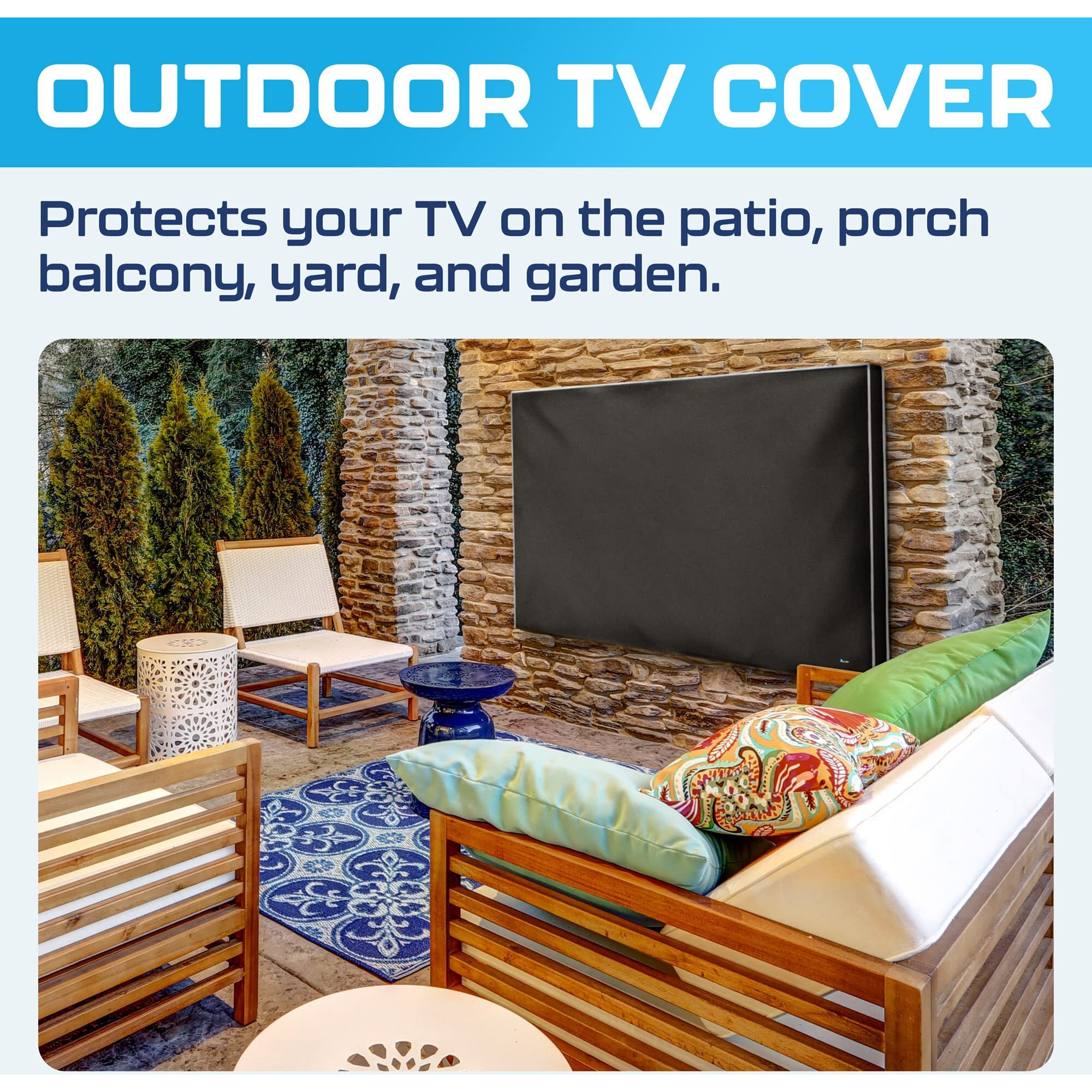 Garnetics Outdoor Tv Cove 85 Inch | Waterproof And Weatherproof Tv Covers | Outdoor Tv Enclosure | Smart Shield Tv Screen Protector For Outside Tv | Cover For Moving | Tv Display Protectors - Black