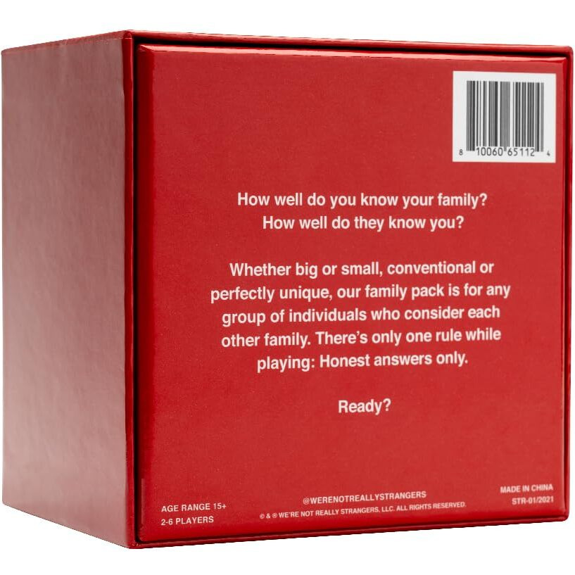 We'Re Not Really Strangers Family Edition Card Game - 150 Conversation Cards For Adults  Teens  Couples  & Strangers - Fun Family Party Time For Game Night Or Date Night  Ages 15+  2-6 Players