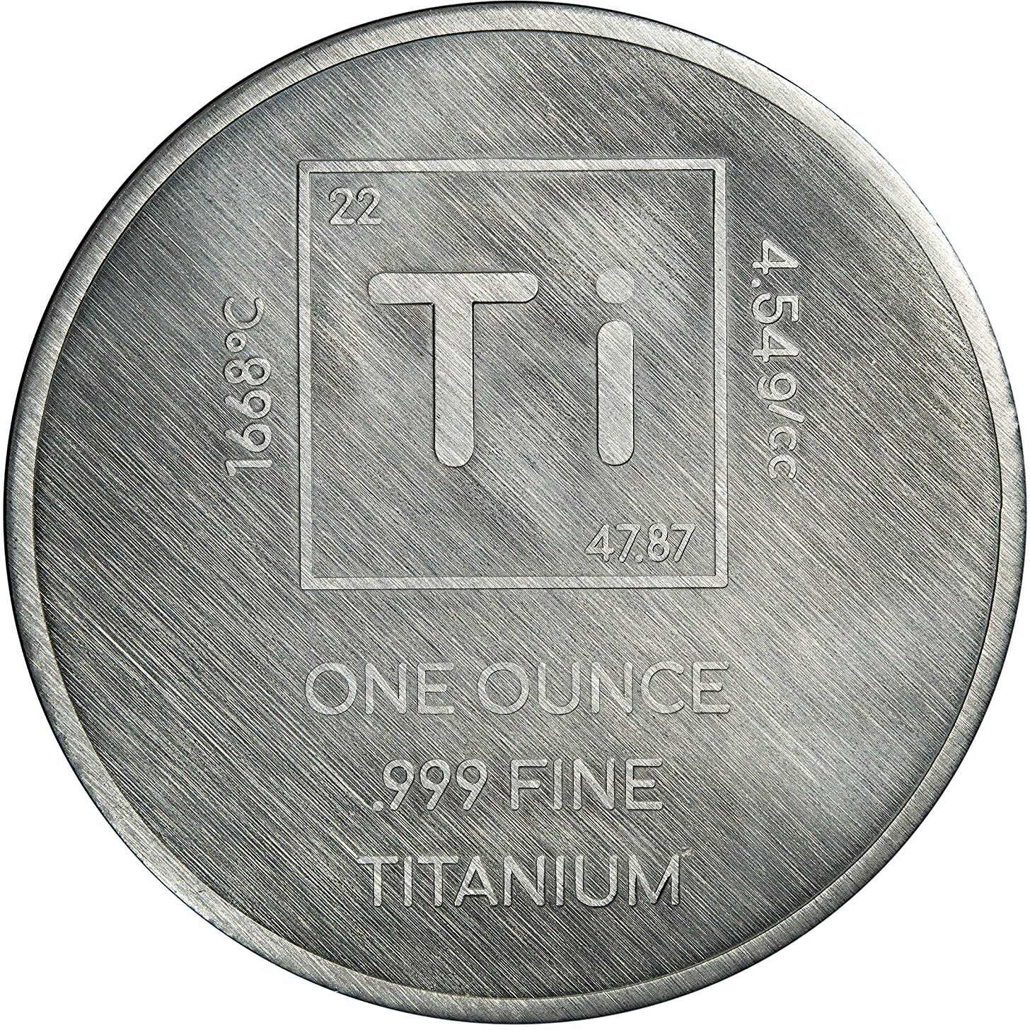 1 Troy Oz Titanium Round - .999 Pure Chemistry Element Design By Unique Metals