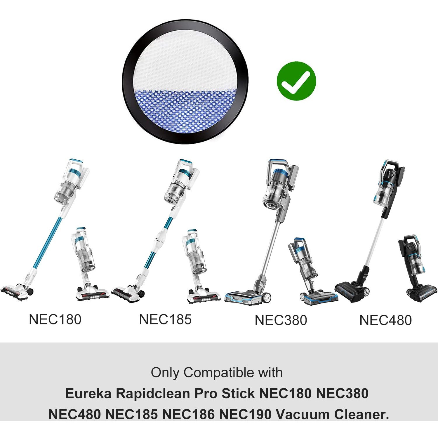 Rapidclean Pro Filter Only Compatible With Eureka Rapidclean Pro Stick Nec180 Nec280Tl Nec380 Nec480 Nec185 Nec186 Nec190 Vacuum Cleaner.