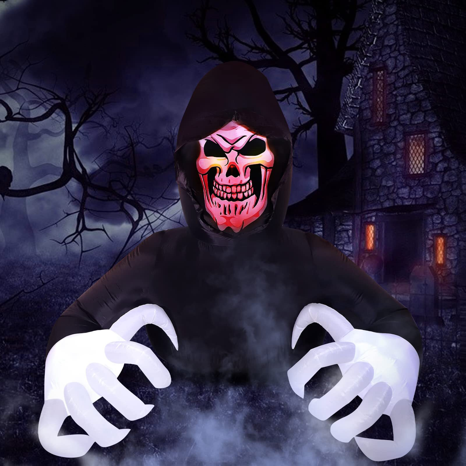 8 Ft Length Halloween Inflatable Grim Reaper Halloween Decorations Halloween Outdoor Blow Up Yard For Halloween Outdoor Yard Decorations  Garden  Lawn Indoor