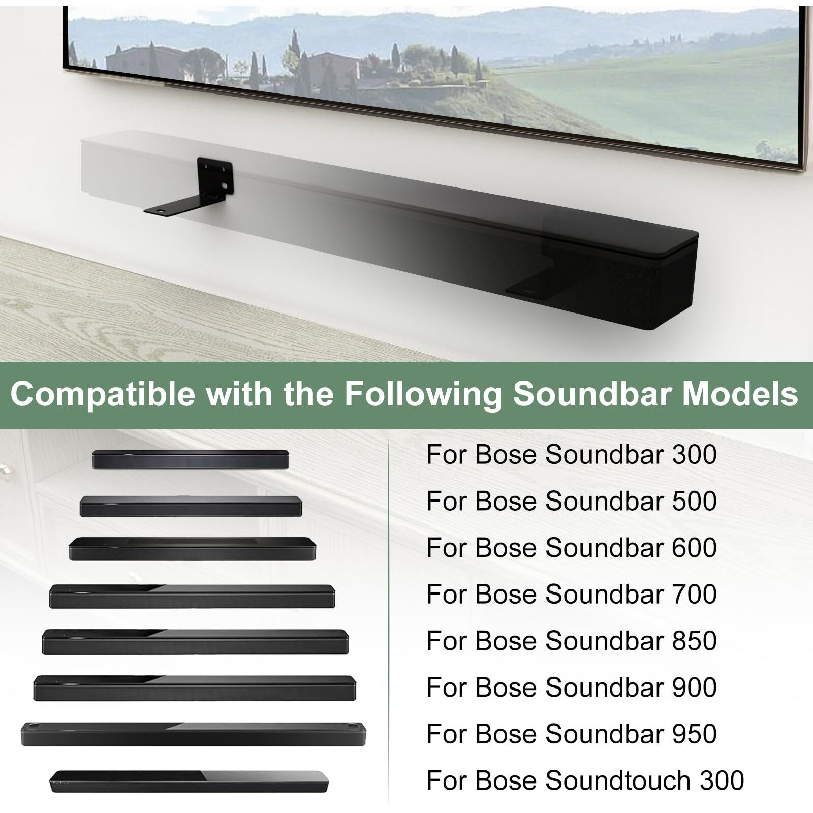 Dinghosen Soundbar Wall Mount For Bose Wb-300 Soundtouch 300 Soundbar 500 Soundbar 600 Soundbar 700 Soundbar 850 Soundbar 900 Soundbar 950 For Bose Soundbar Mount  For Bose Soundbar Mounting Bracket