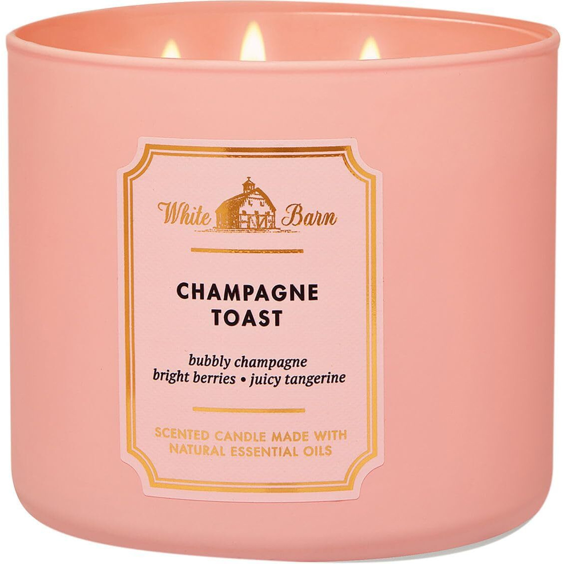 Bath And Body Works White Barn Champagne Toast 3 Wick Candle 14.5 Ounce Basic White Barn Label  Scented