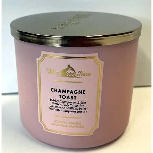 Bath And Body Works White Barn Champagne Toast 3 Wick Candle 14.5 Ounce Basic White Barn Label  Scented