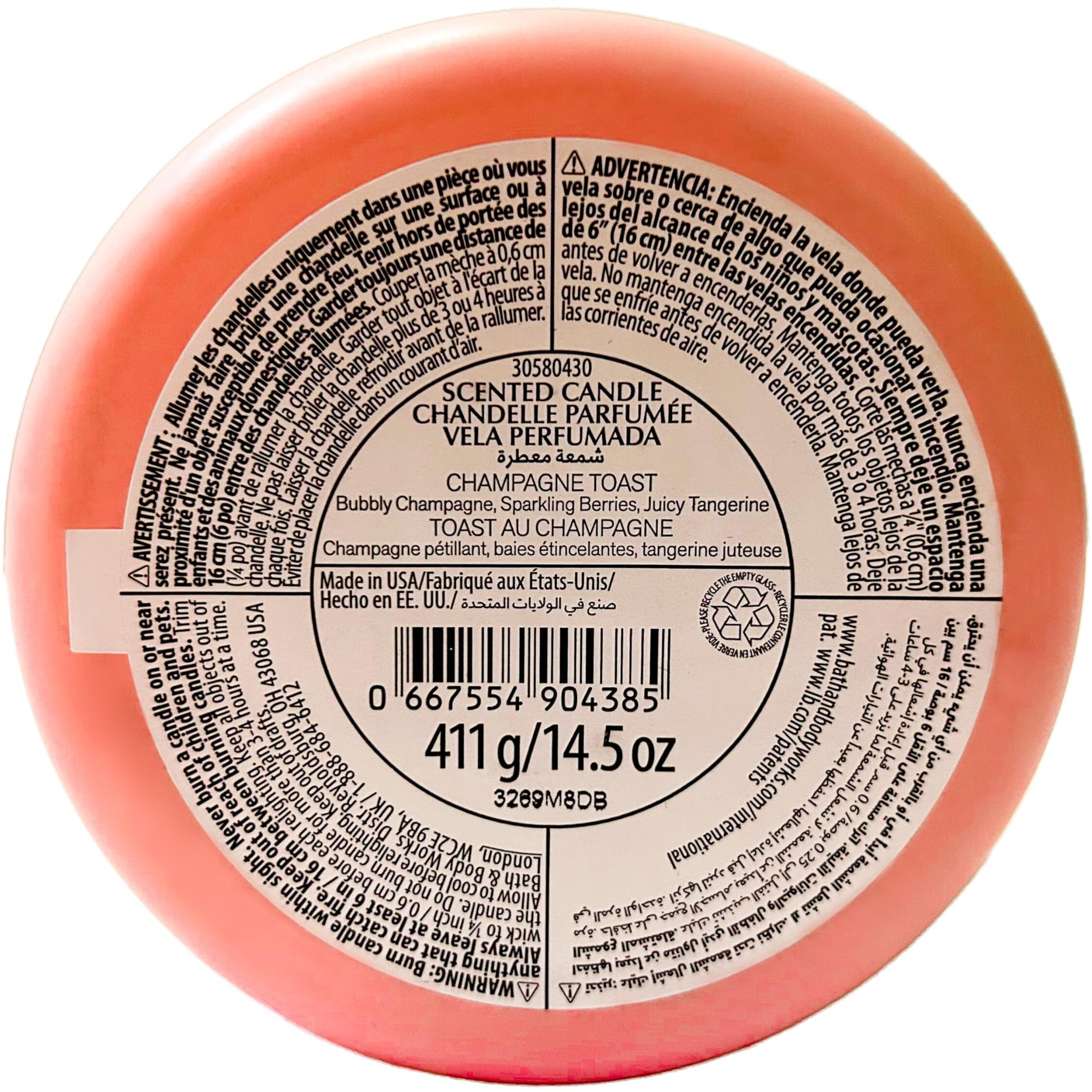 Bath And Body Works White Barn Champagne Toast 3 Wick Candle 14.5 Ounce Basic White Barn Label  Scented