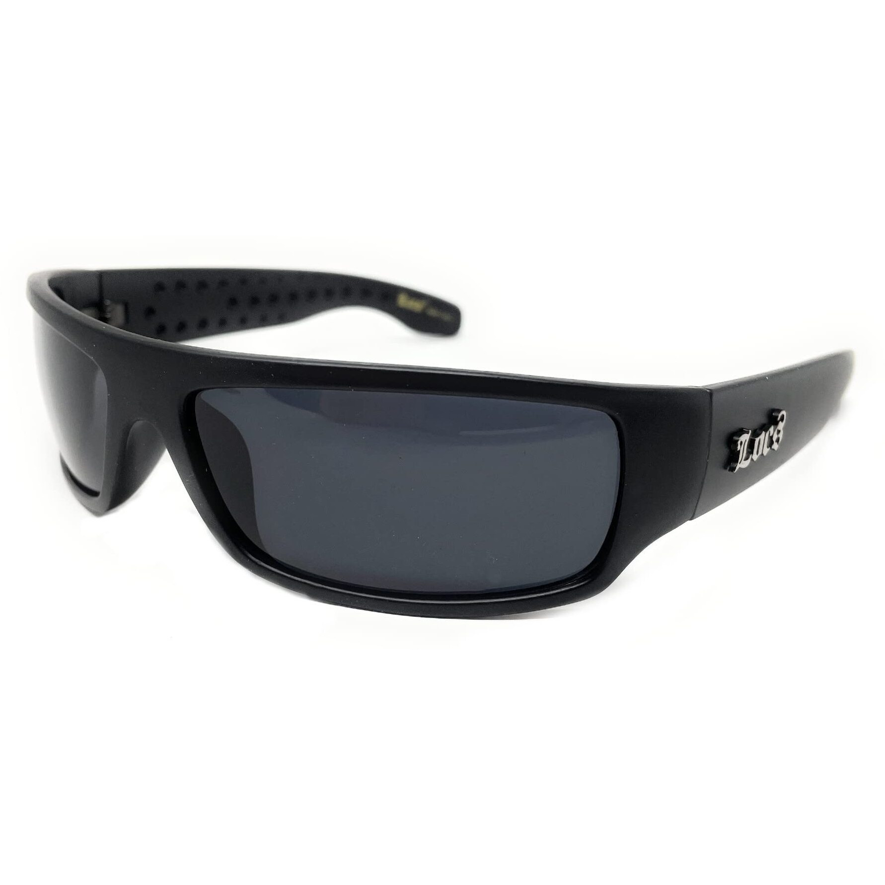 Locs Mad Dog Hardcore Gangster Cholo Narrow Rectangular Sunglasses (Matte Black)