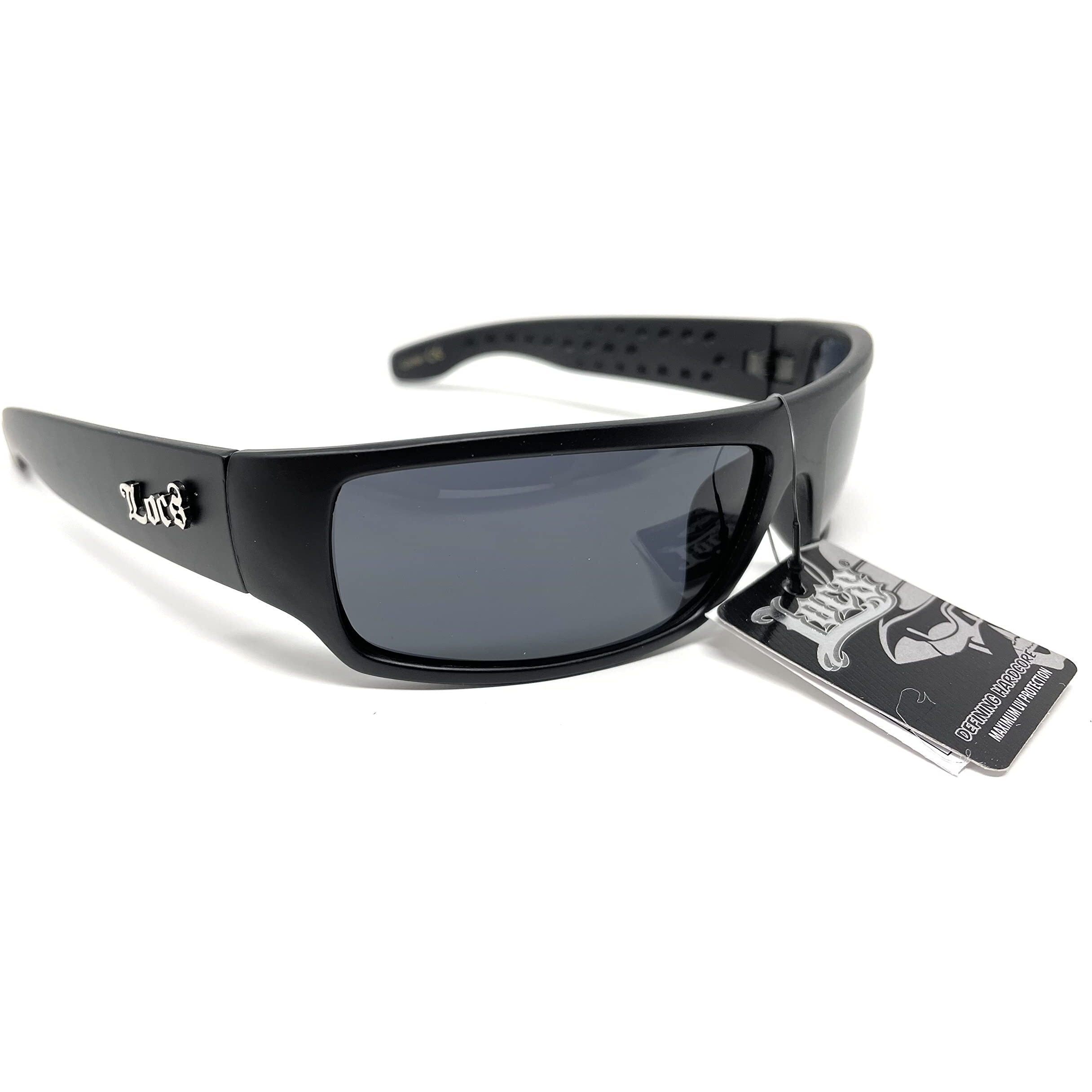 Locs Mad Dog Hardcore Gangster Cholo Narrow Rectangular Sunglasses (Matte Black)