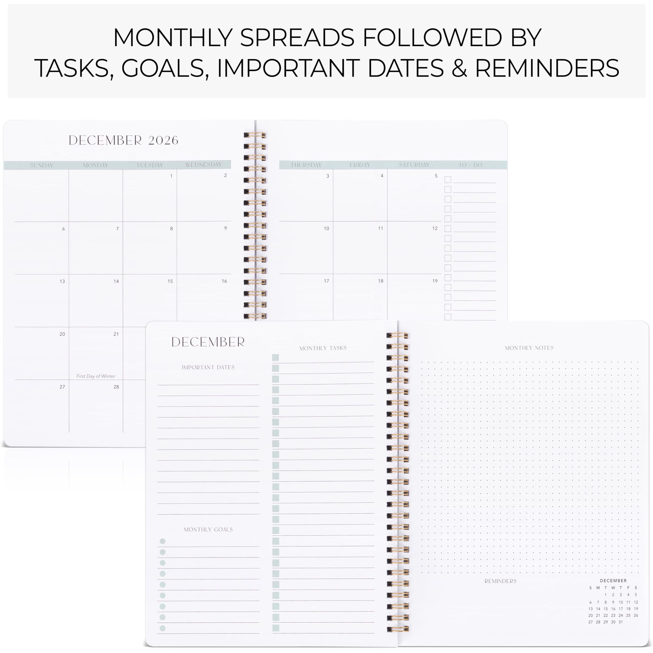 Beautiful 2025-2026 Monthly Planner And Calendar Book - To Do List Notebook That Easily Organizes Your Tasks To Boost Productivity - Runs From January 2025 Until December 2026