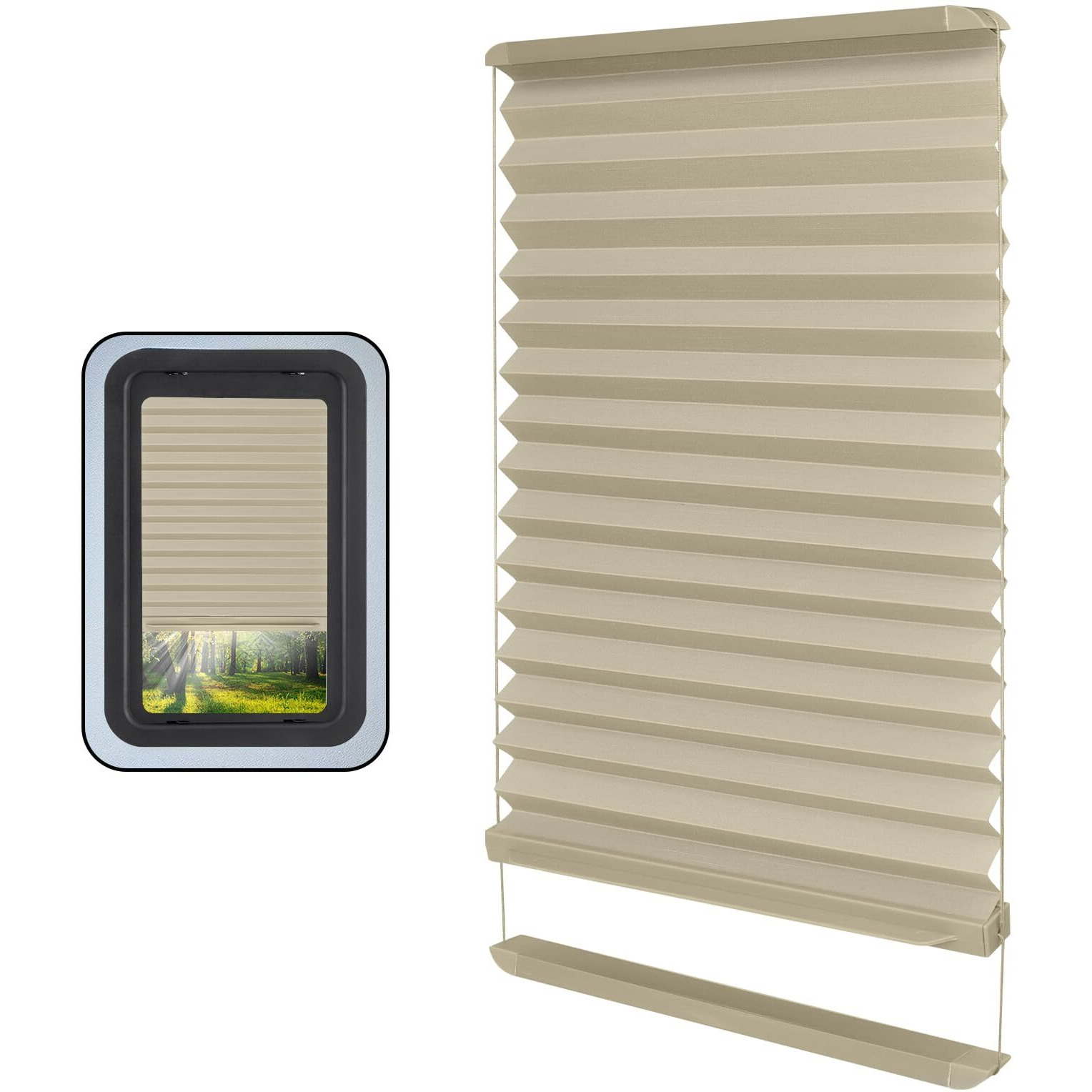 Rv Thin Pleated Shade Replacement Compatible With Lippert Prepped Entry Doors/Thin Shade Ready Lippert Entry Door Rv Door Window Shades Protect Interior Privacy Block Sun 12  X 21 ""