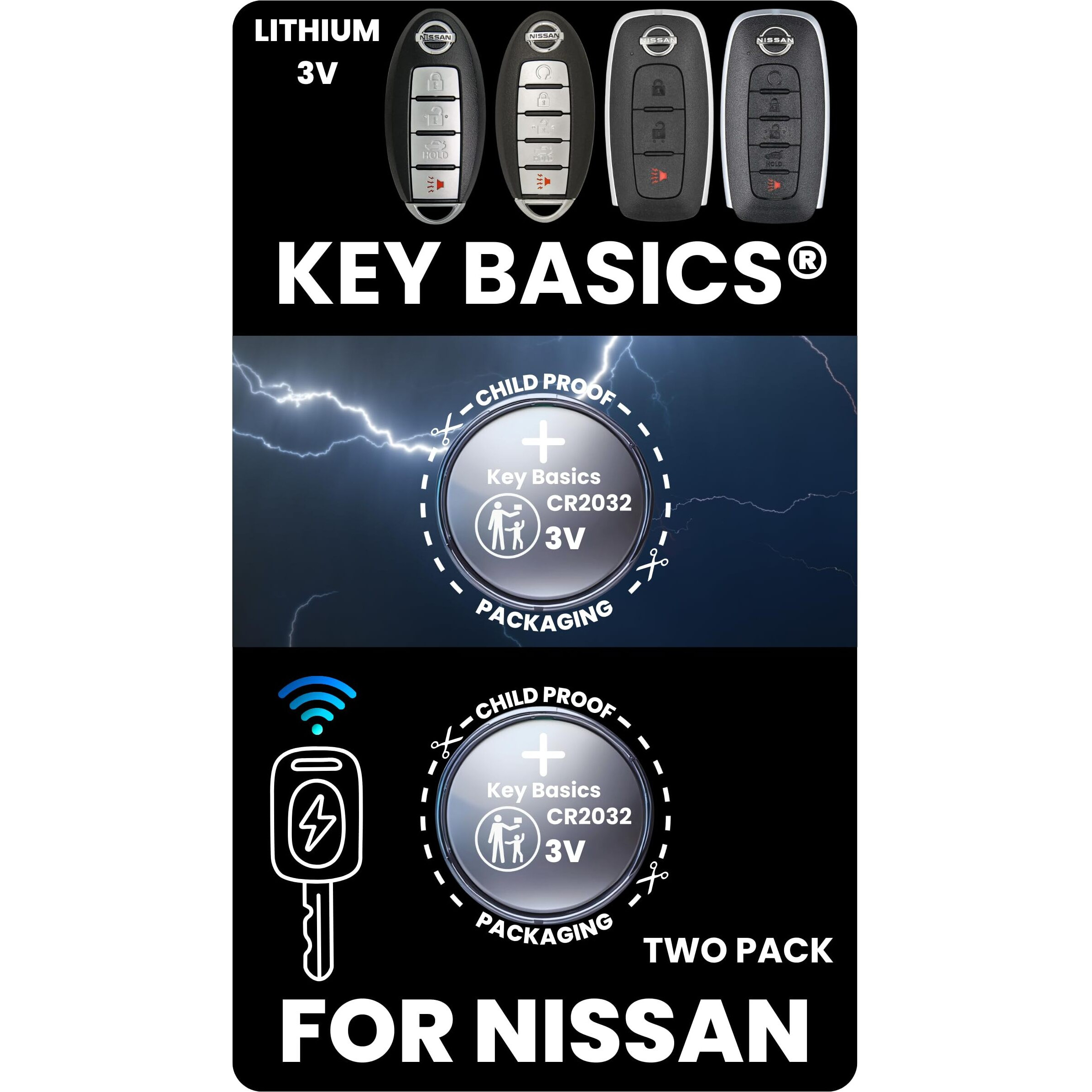 Key Fob Replacement Batteries For Nissan (Rogue Altima Sentra Frontier Pathfinder Kicks Murano Armada Juke Leaf Maxima Quest Titan Versa) Smart Remote (Pack Of 2) (Check Fitment Guide)