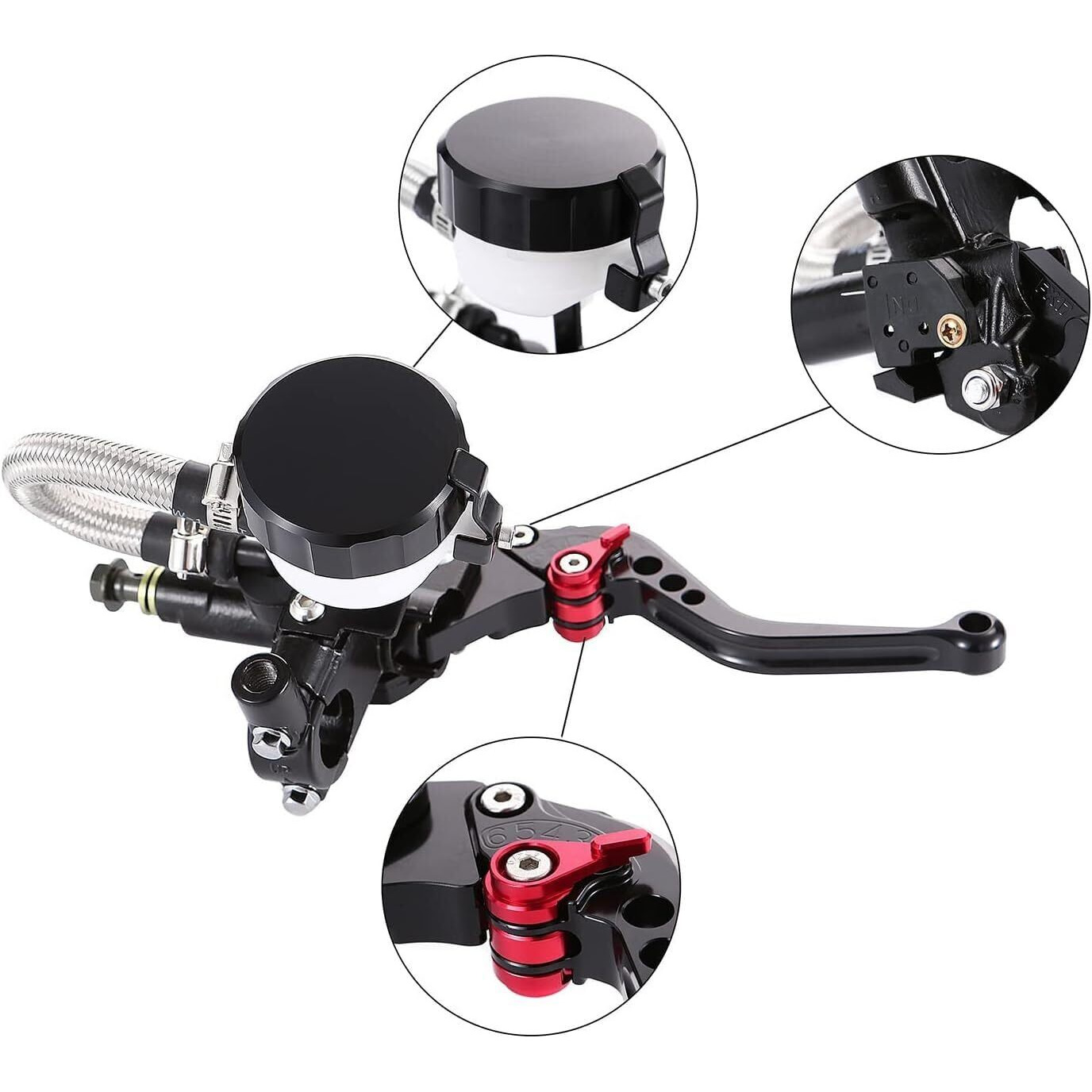 Venveal Universal Motorcycle Brake Levers 7/8"" 22Mm Cylinder Clutch Lever Adjustment Front Brake Master Standard Handlebar For Sport Bike/Street Bike/Scooter/Dirt Bike (Black)