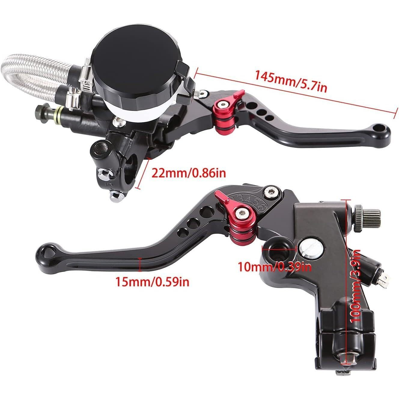Venveal Universal Motorcycle Brake Levers 7/8"" 22Mm Cylinder Clutch Lever Adjustment Front Brake Master Standard Handlebar For Sport Bike/Street Bike/Scooter/Dirt Bike (Black)