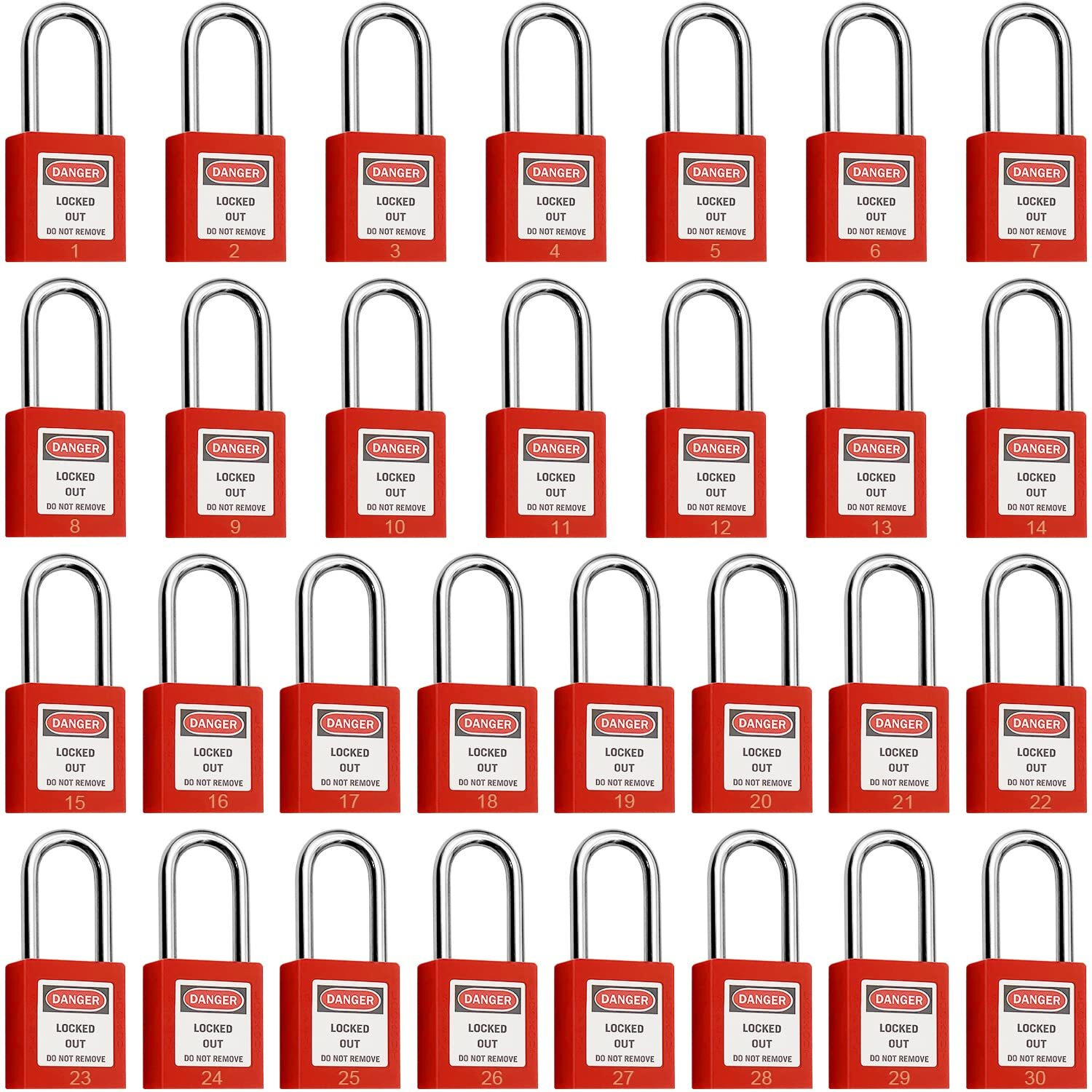 Safby Lockout Tagout Locks  Safety Padlock  Keyed Differently Loto Safety Padlocks For Lock Out Tag Out Kits Station (Red 1-30)
