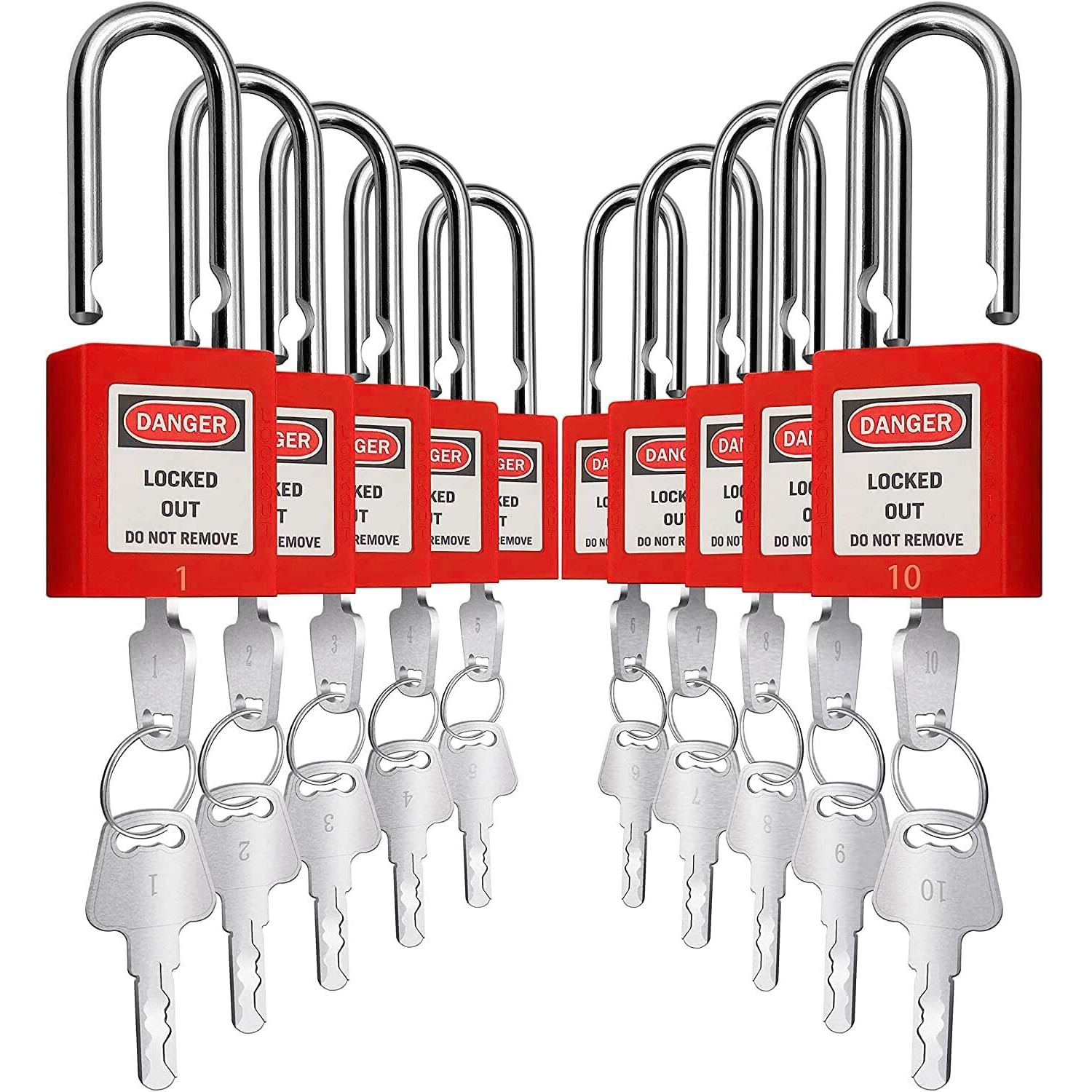 Safby Lockout Tagout Locks  Safety Padlock  Keyed Differently Loto Safety Padlocks For Lock Out Tag Out Kits Station (Red 1-30)