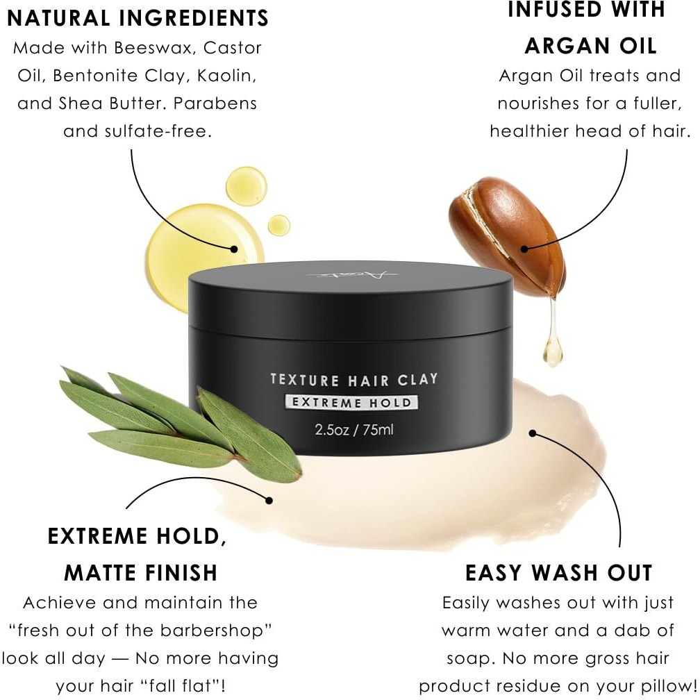 Alex Costa Hair Clay For Men By Forte Series Extreme Hold Men's With Natural Ingredients To Add Texture  Volume And Definition To Thick/Coarse Hair Premium Men's Hair Styling Products