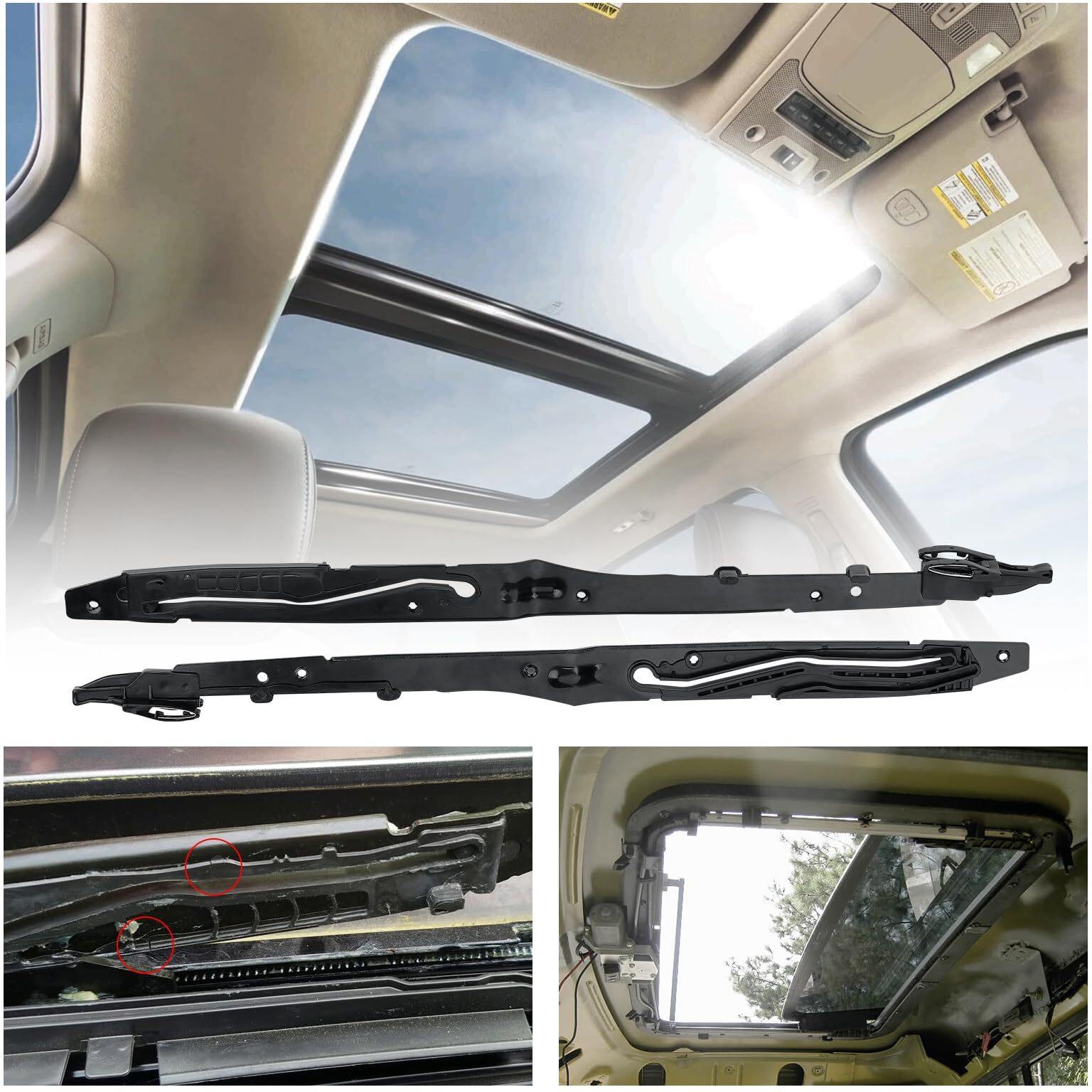 Sunroof Guide Track Rails Assembly Compatible With Ford F150/F250/F350/F450 (2015-2020) Panoramic Moonroof Arm Repair Kit Oem Replace Fl3Z-1651071-A Fl3Z-1651071-B