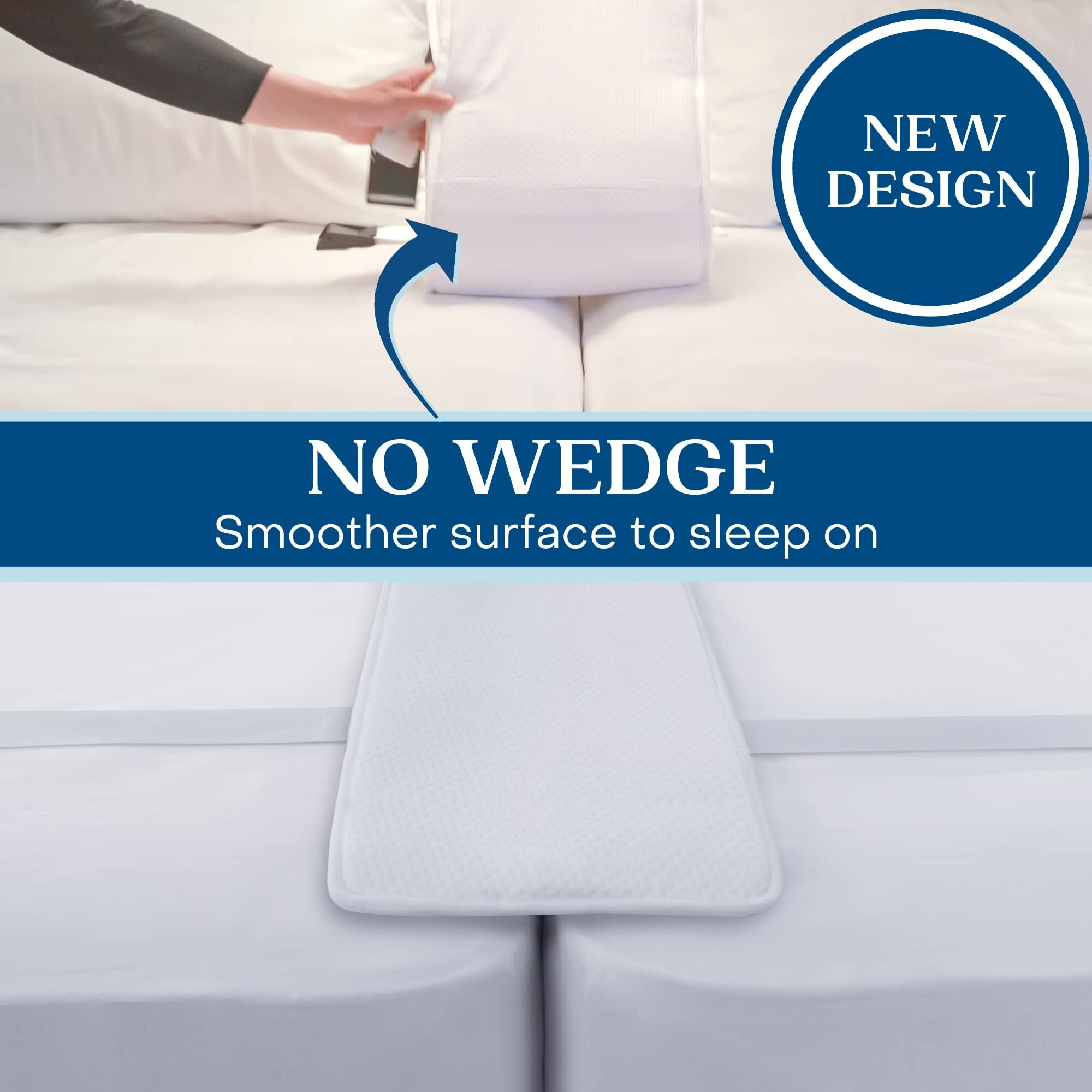 Feelathome Premium 12"" Bed Bridge (No-Wedge Design) - Twin Xl To King Bed Converter Kit With Double Straps- Extra Wide Memory Foam - Anti-Sink & Non-Slip Twin King Bed Converter - Mattress Connector
