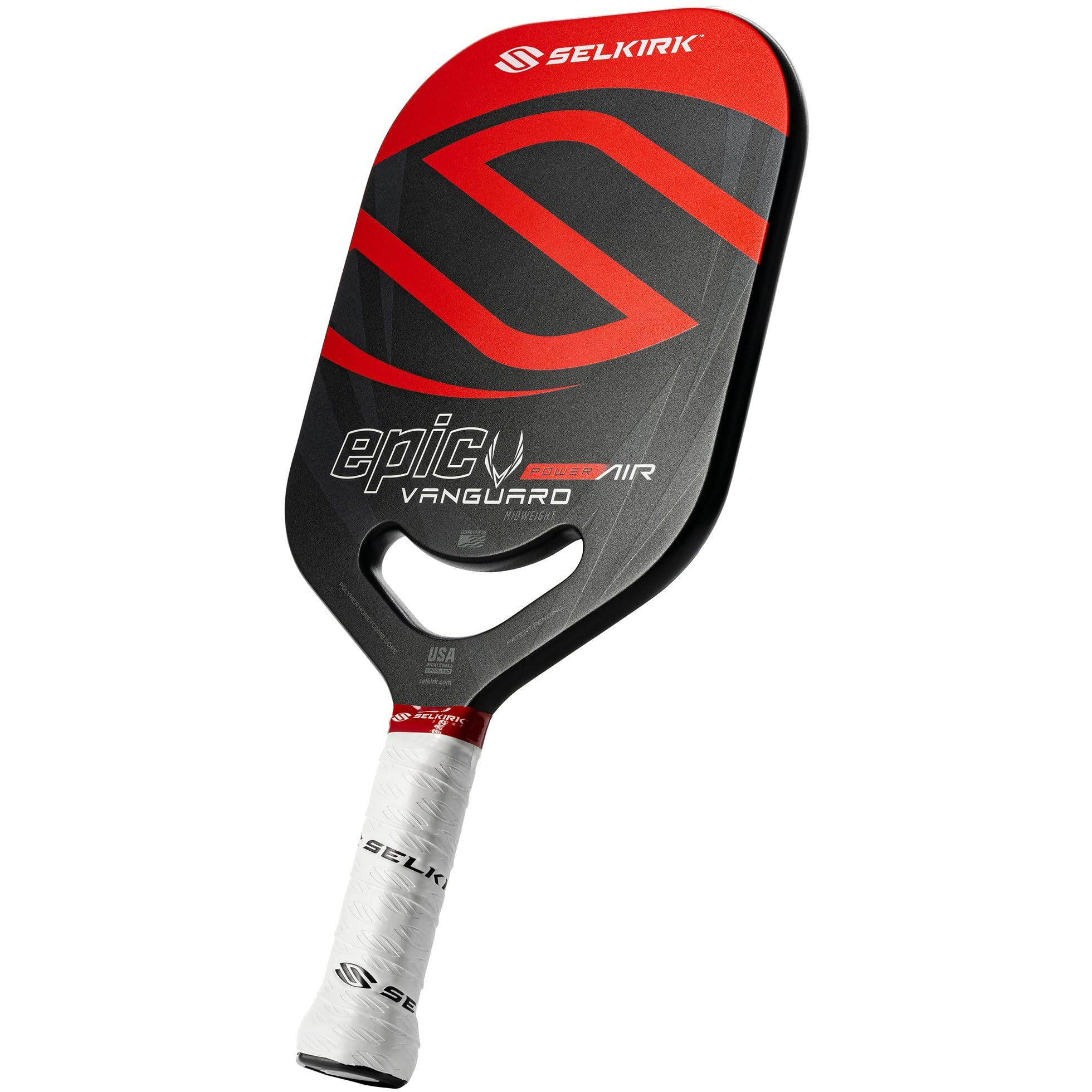 Selkirk Vanguard Power Air Pickleball Paddles | Carbon Fiber Pickleball Paddle | 360 Proto Molding & Flexfoam Perimeter | Designed For Ultimate Power & Control | Epic | Black & Red