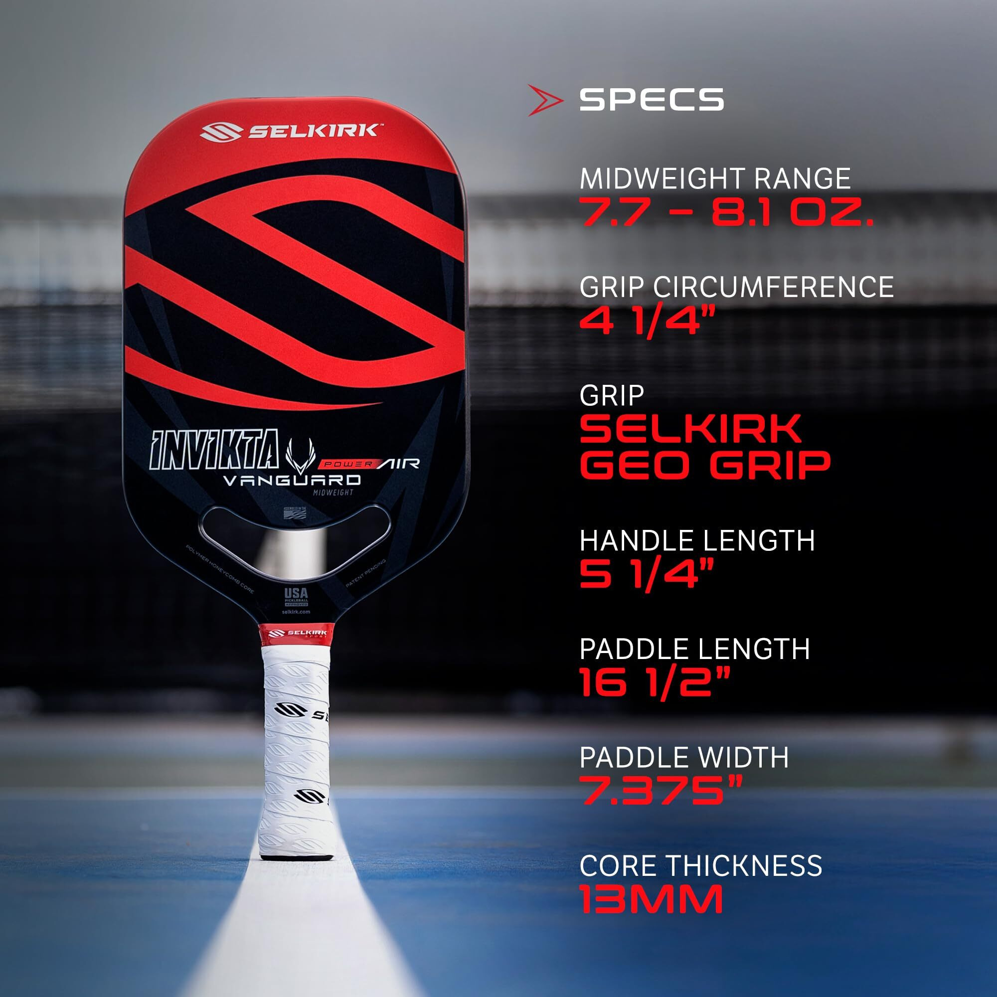 Selkirk Vanguard Power Air Pickleball Paddles | Carbon Fiber Pickleball Paddle | 360 Proto Molding & Flexfoam Perimeter | Designed For Ultimate Power & Control | Epic | Black & Red