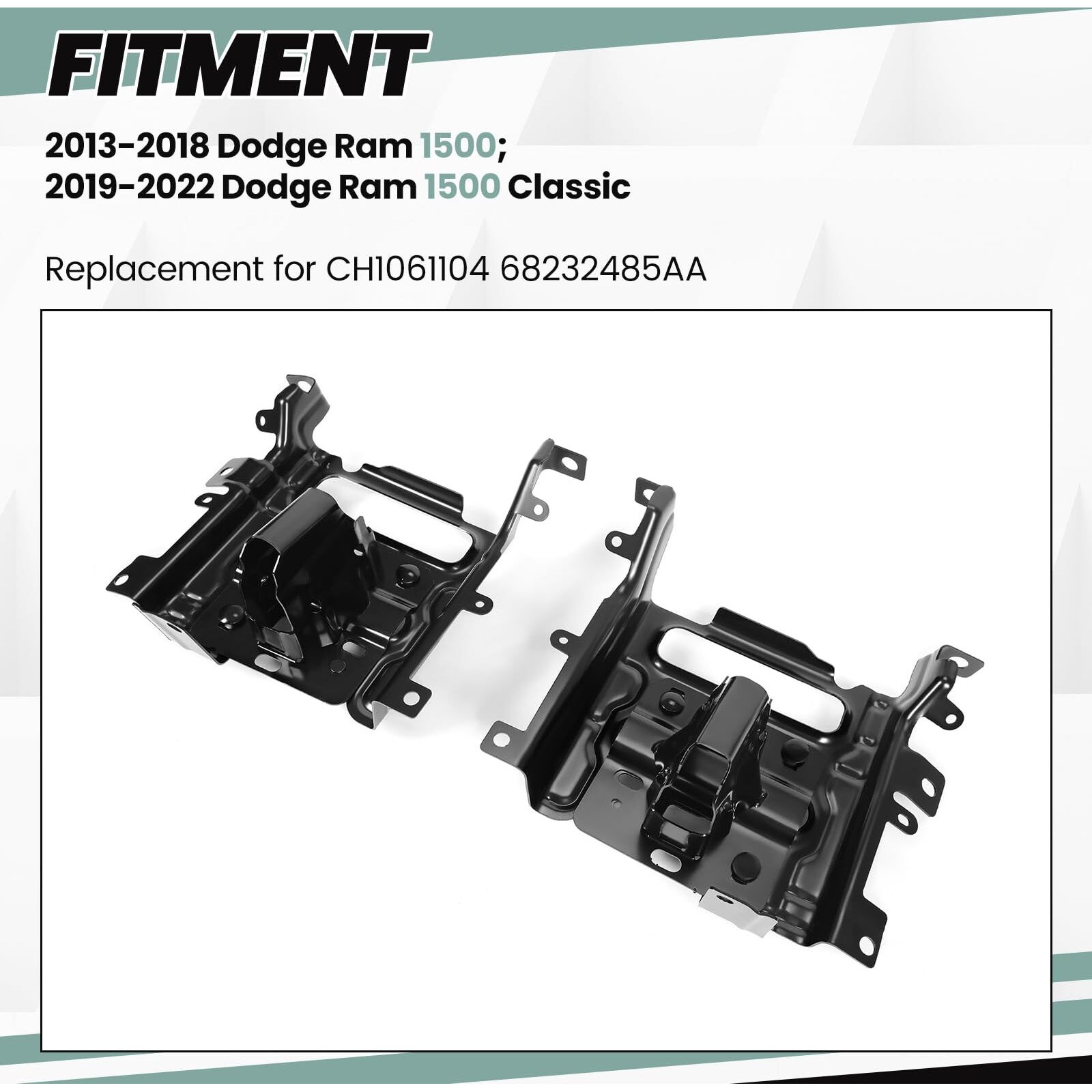 Hecasa Front Bumper Bracket Compatible With 2013-2018 Ram 1500 And 2019-2022 Ram 1500 Classic Ch1061104 68232485Aa Steel Left Right Replacement 2Pcs