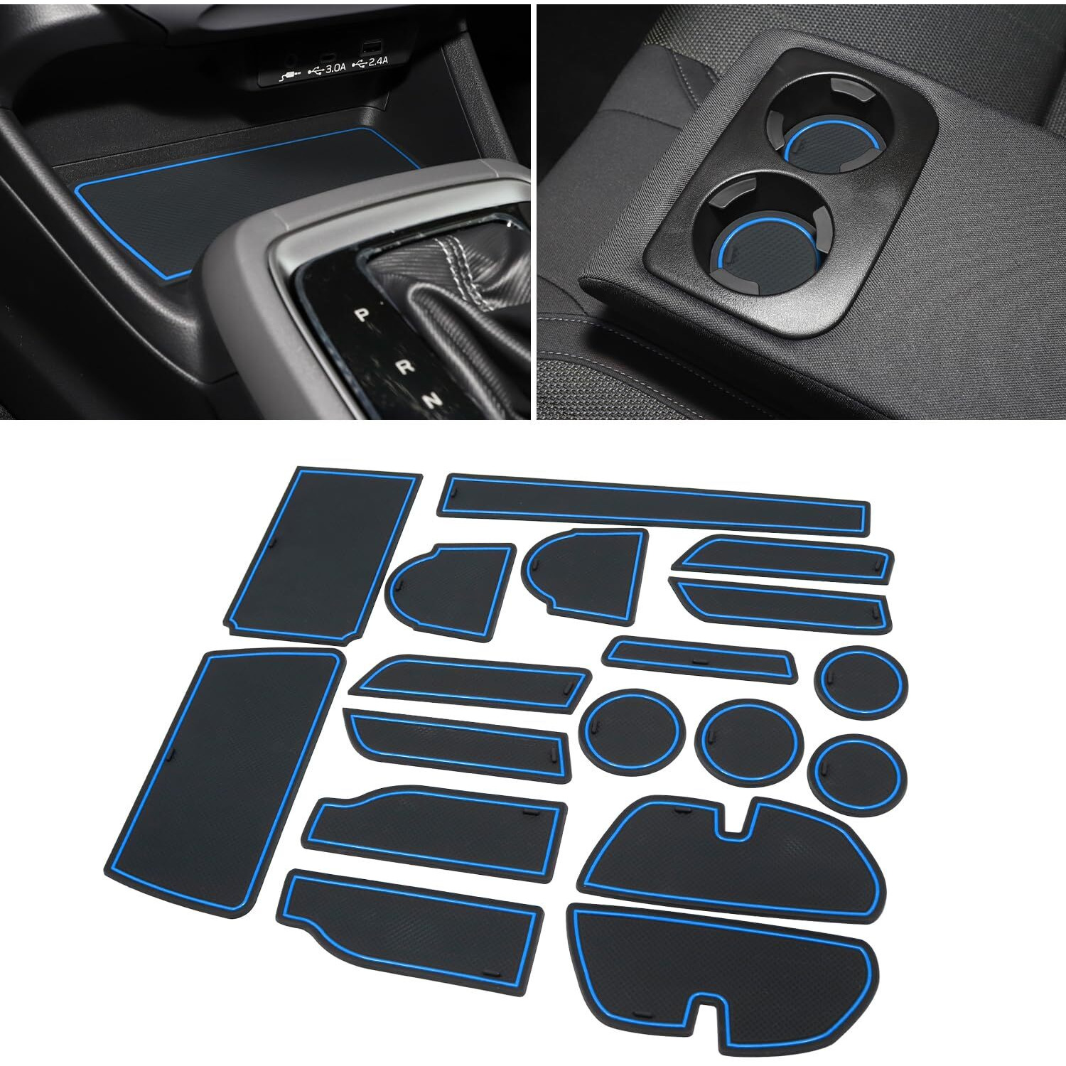 Center Console Liner For Subaru Crosstrek Accessories 2024 2025 Impreza Accessories  For Crosstrek Cup Holder Mat Non-Slip Anti Dust Door Pocket Liners  18Pcs Set (Blue)