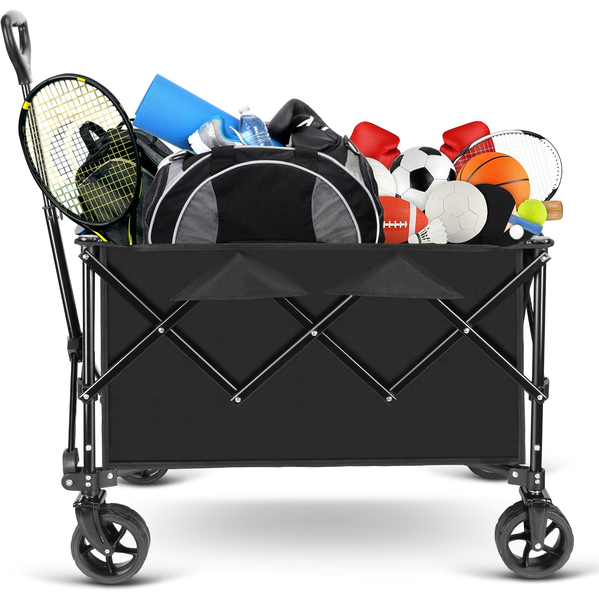 Trolley Wagon Cart With Wheels Rolling Cart 140L Capacity For Outdoor Sports  Shopping  Camping And Gardening