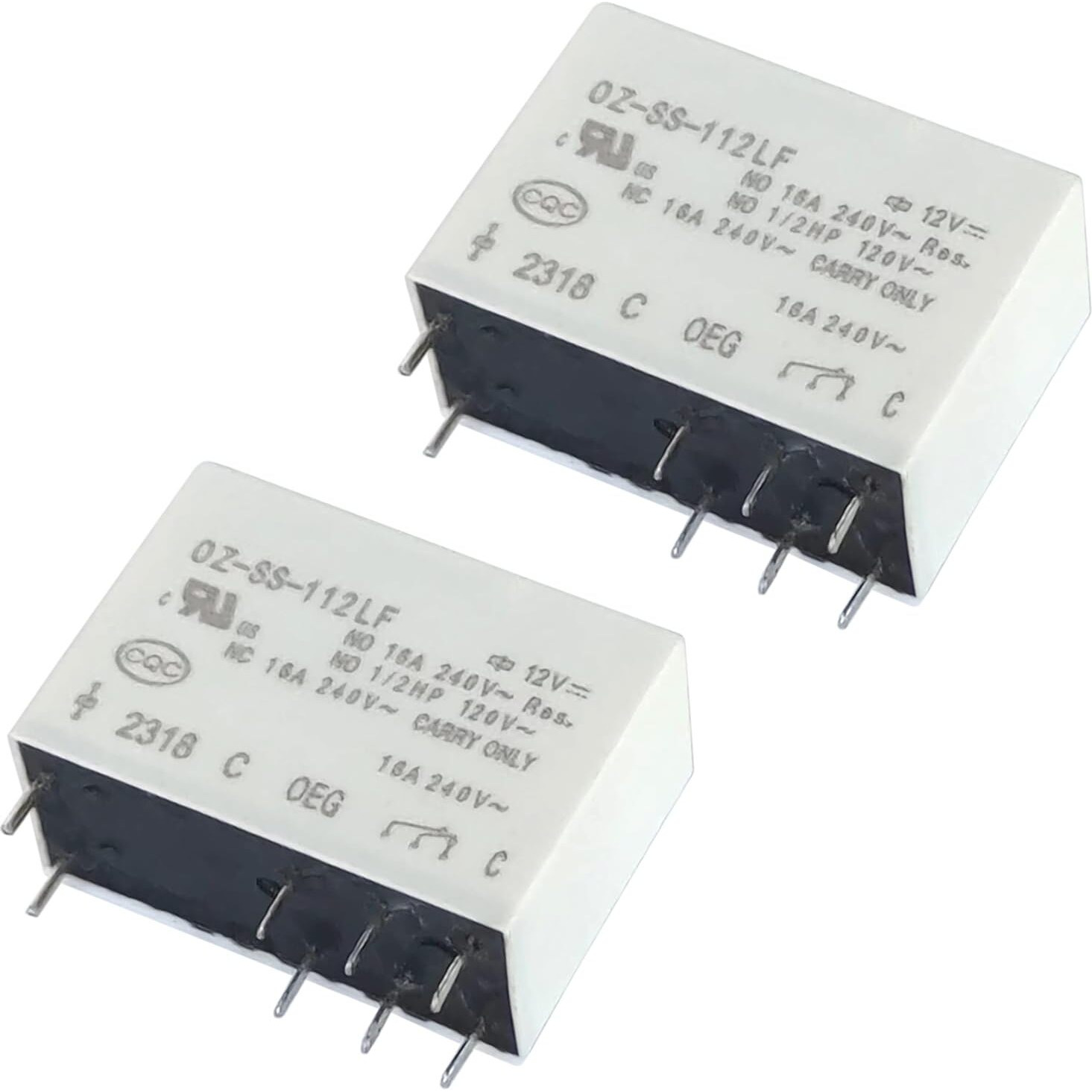 2Pcs Oz-Ss-112Lf 16A 12Vdc General Purpose Multi-Function Relay 8Pins