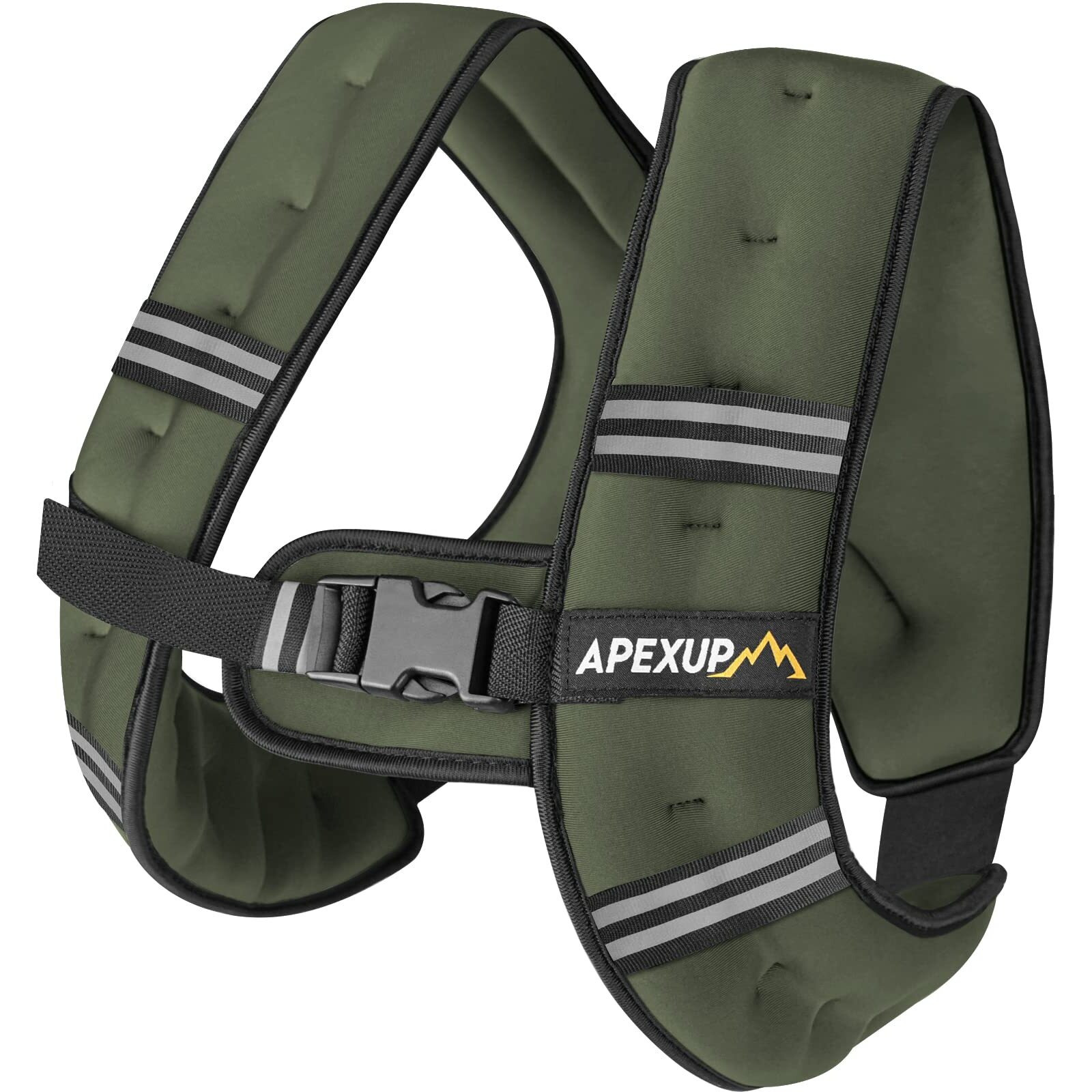 Apexup Weighted Vest With 5Lbs/10Lbs/15Lbs/20Lbs/25Lbs/30Lbs Weights And Reflective Stripe  Weight Vest Men Women For Workout  Strength Training  Running (Green  5Lbs)