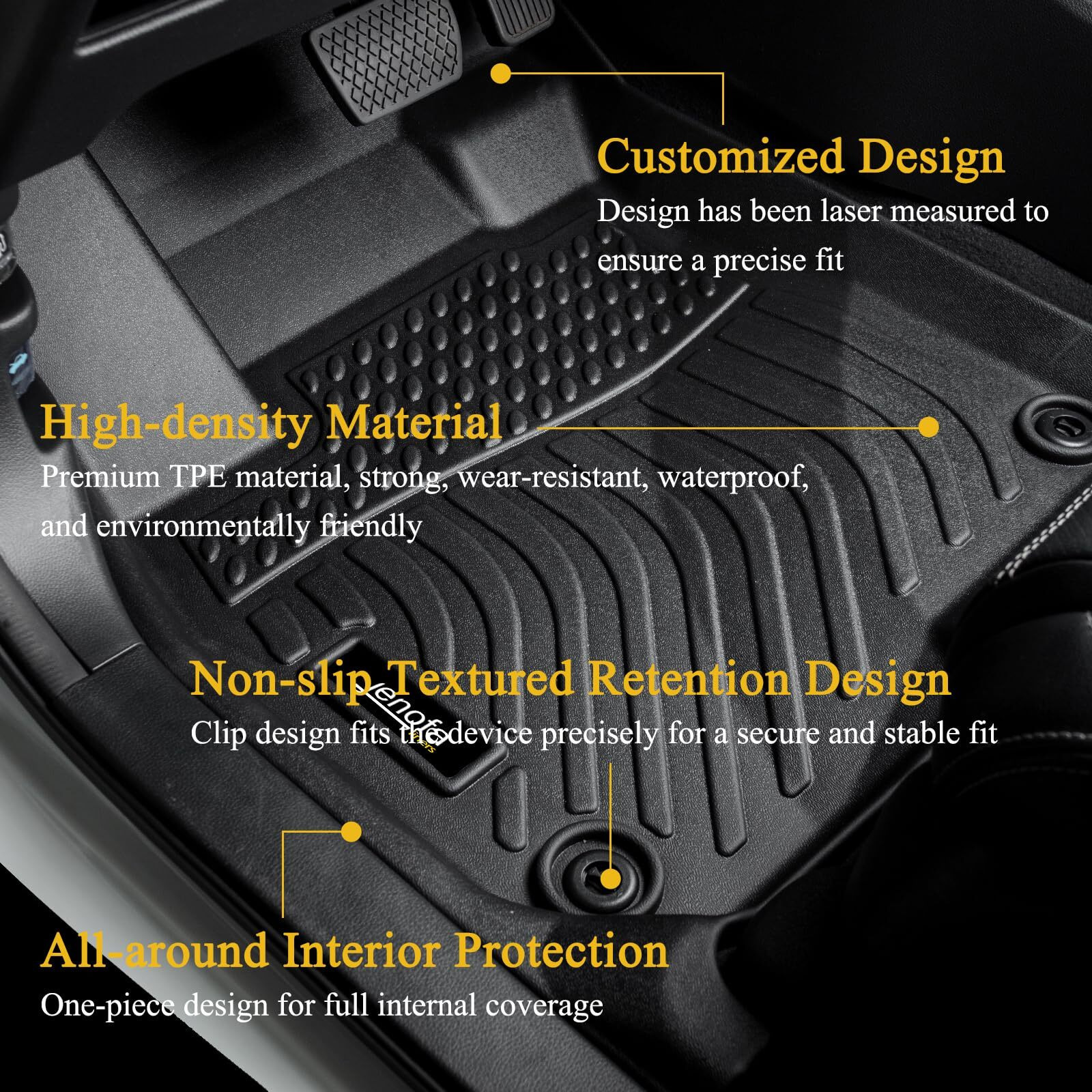 Jenofa-Floor Mats For Genesis Gv80 5 Seats 2021-2024 Floor Liner All Weather Car Mats Custom Fit Gv80 Durable Waterproof Floor Liners Car Mat For 2024 Gv80 5-Seater Accessories Black