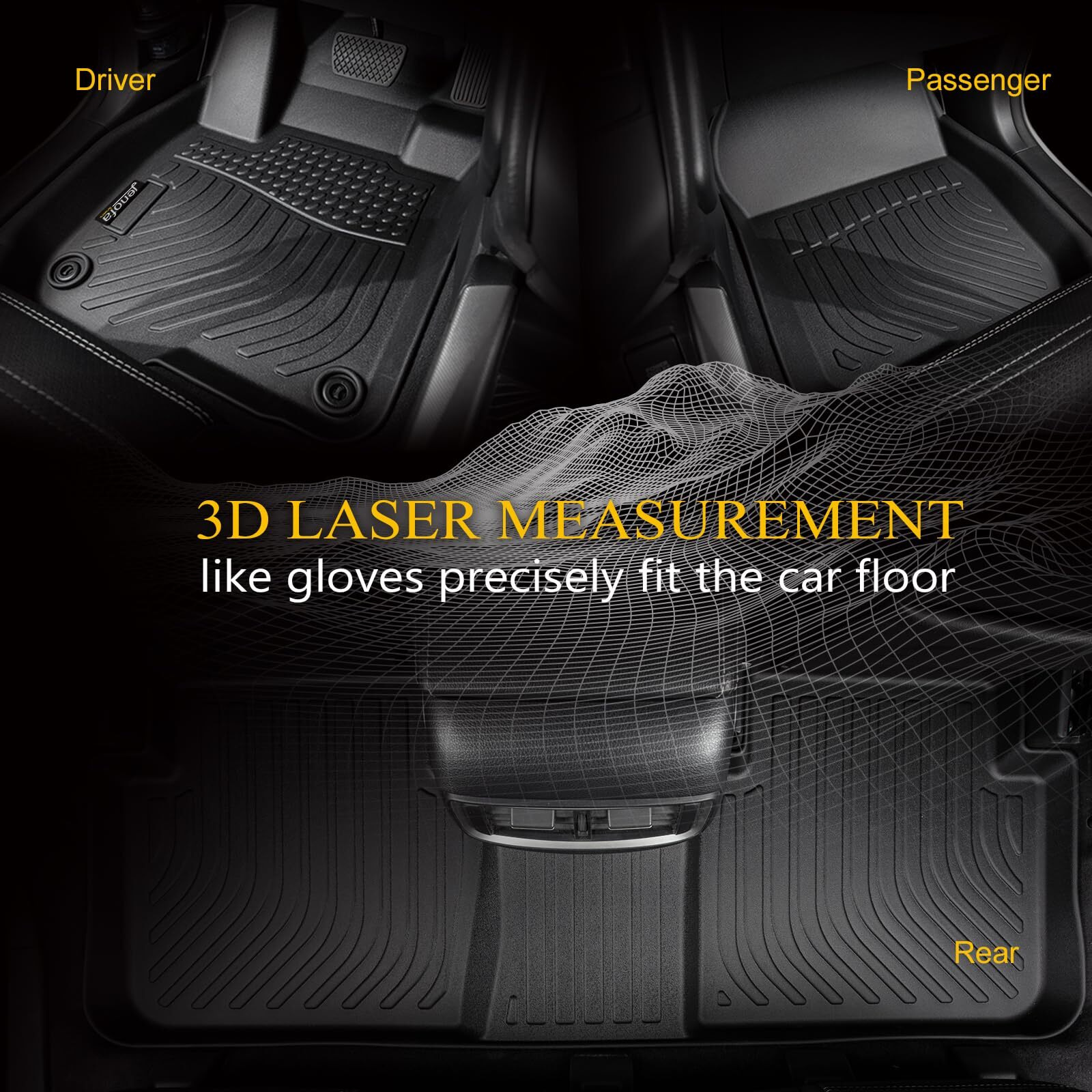 Jenofa-Floor Mats For Genesis Gv80 5 Seats 2021-2024 Floor Liner All Weather Car Mats Custom Fit Gv80 Durable Waterproof Floor Liners Car Mat For 2024 Gv80 5-Seater Accessories Black