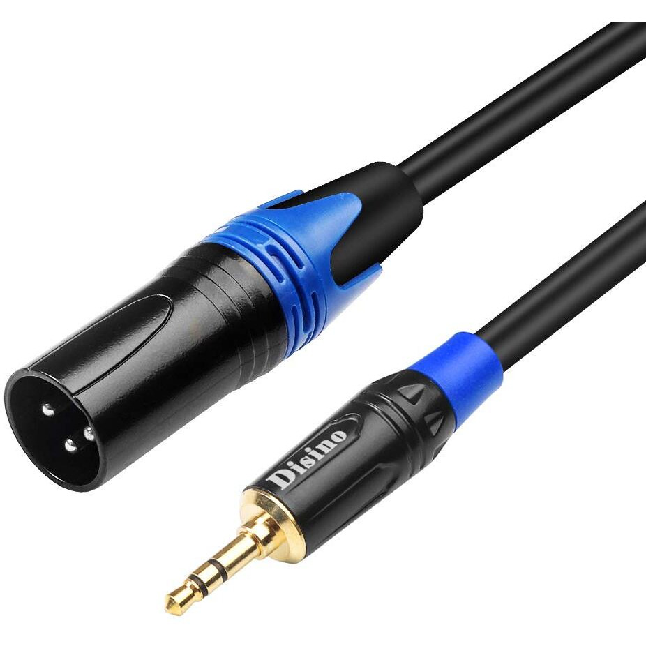 Disino 3.5Mm To Xlr Cable  Unbalanced 1/8 Inch Mini Jack Trs Stereo Male To Xlr Male Microphone Audio Cable - 10 Ft