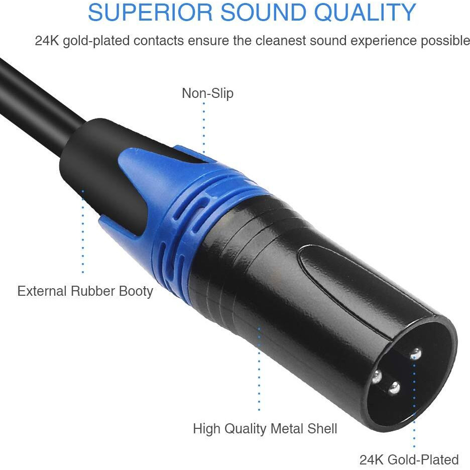 Disino 3.5Mm To Xlr Cable  Unbalanced 1/8 Inch Mini Jack Trs Stereo Male To Xlr Male Microphone Audio Cable - 10 Ft